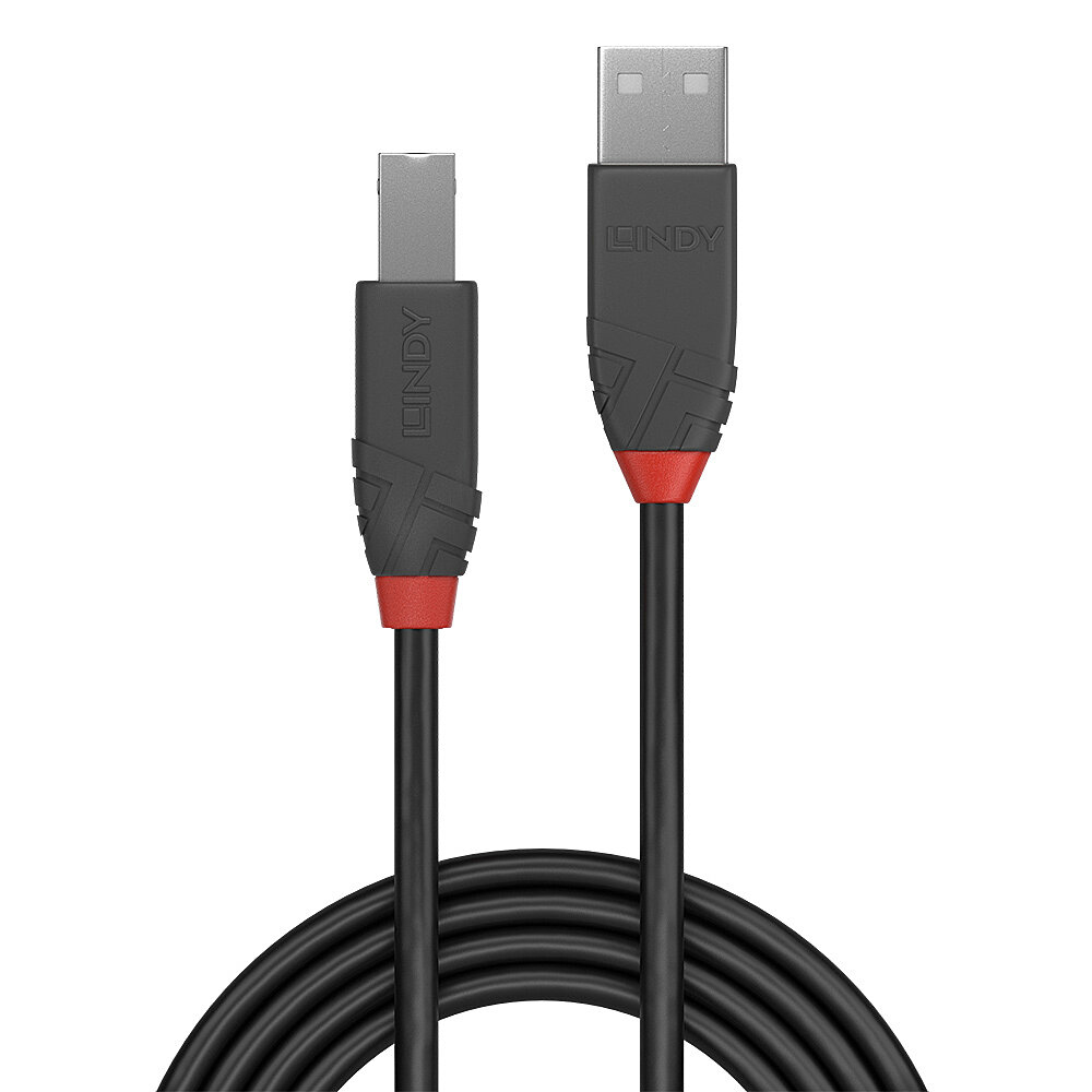LINDY USB 2.0 Typ A an B Kabel, Anthra Line, 10m