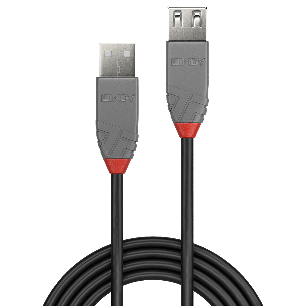 LINDY USB-Kabel USB 2.0 USB-A Stecker, USB-A Buchse 1.00 m Schwarz, Grau 36702