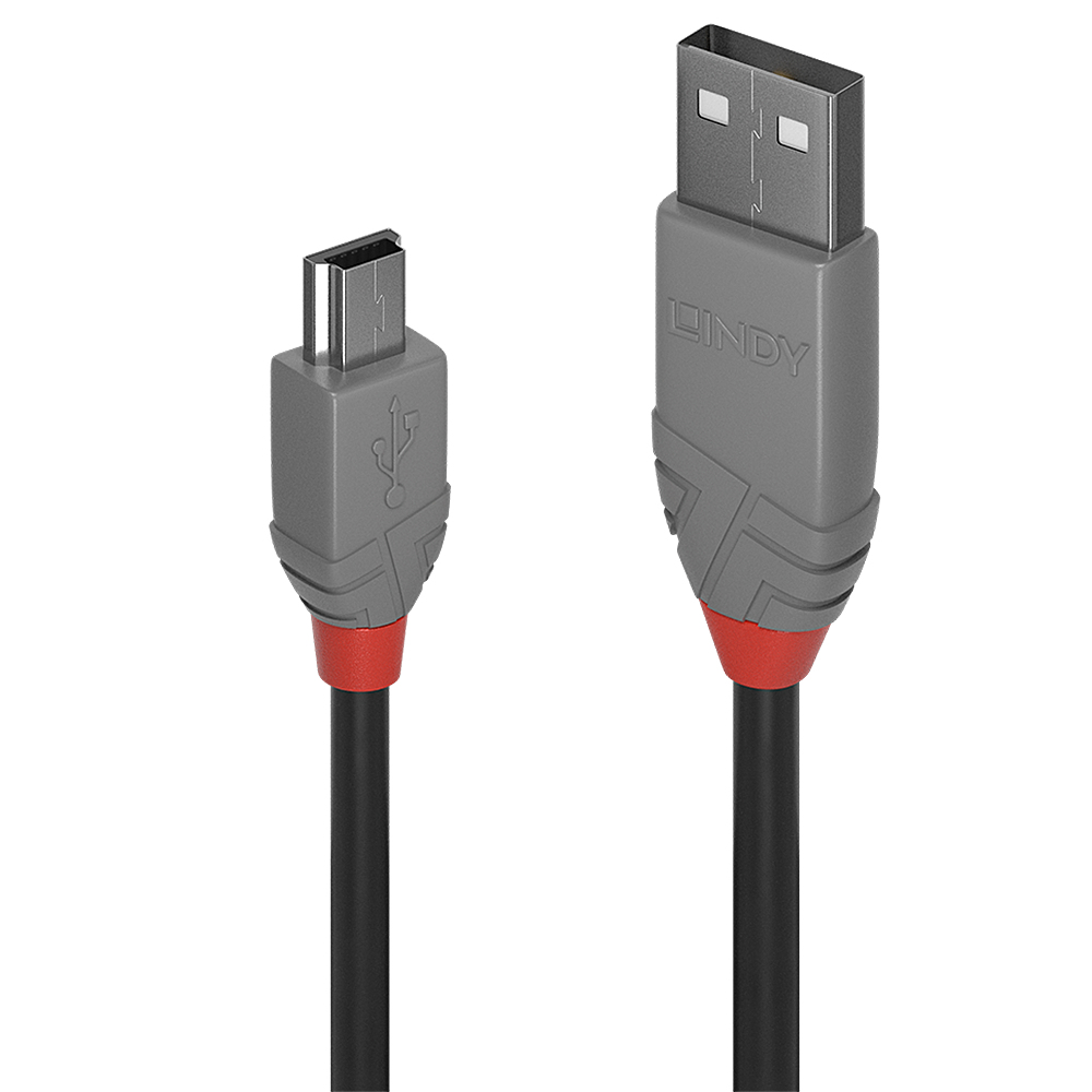 LINDY USB-Kabel USB 2.0 USB-A Stecker, USB-Mini-B Stecker 3.00 m Schwarz 36724