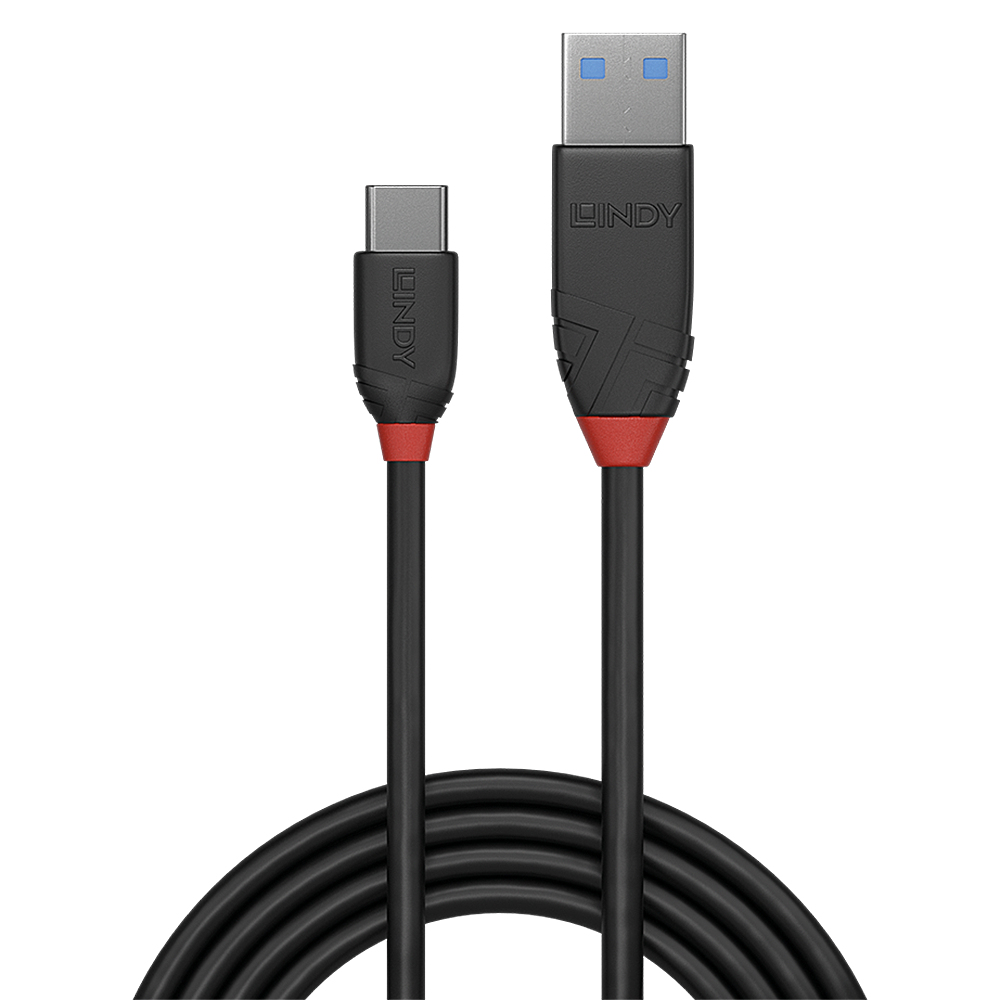 LINDY USB 3.1 Kabel Typ A/C 3A Black Line M/M 1m