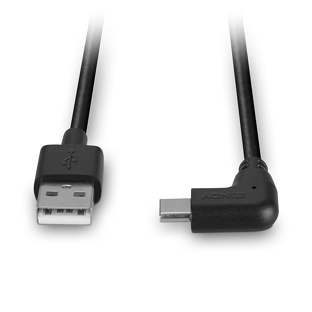 LINDY USB 2.0 Typ A an C Kabel, 90° gewinkelt 1m
