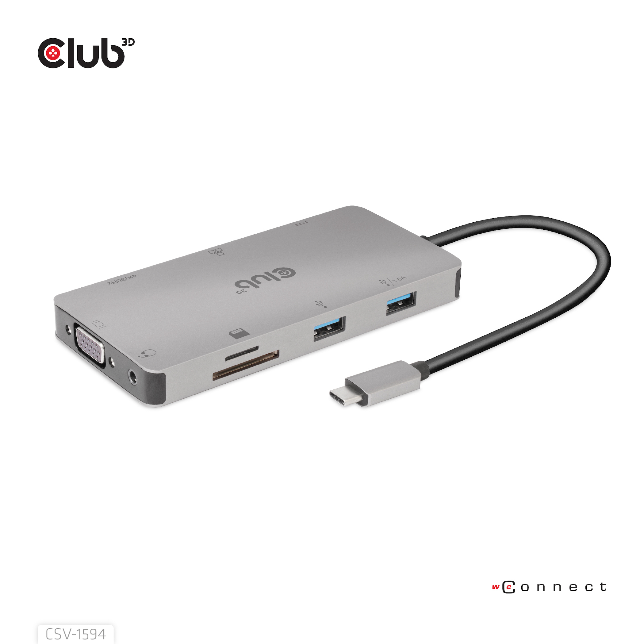 Club3D USB-C 9in1-HUB >HDMI/­VGA/­2xUSB/­USB-C/­RJ45/­SD PD100W retai Club3D USB-C 9in1-HUB >HDMI/­VGA/­2xUSB/­USB-C/­RJ45/­SD PD100W retai