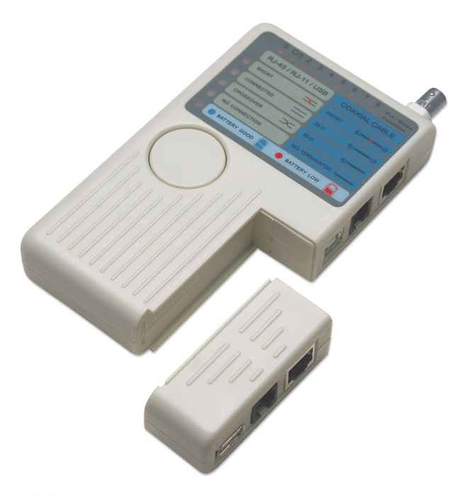 INTELLINET Kabeltester 4-in-1 RJ45/&shy;RJ11/&shy;USB/&shy;BNC       beige reta