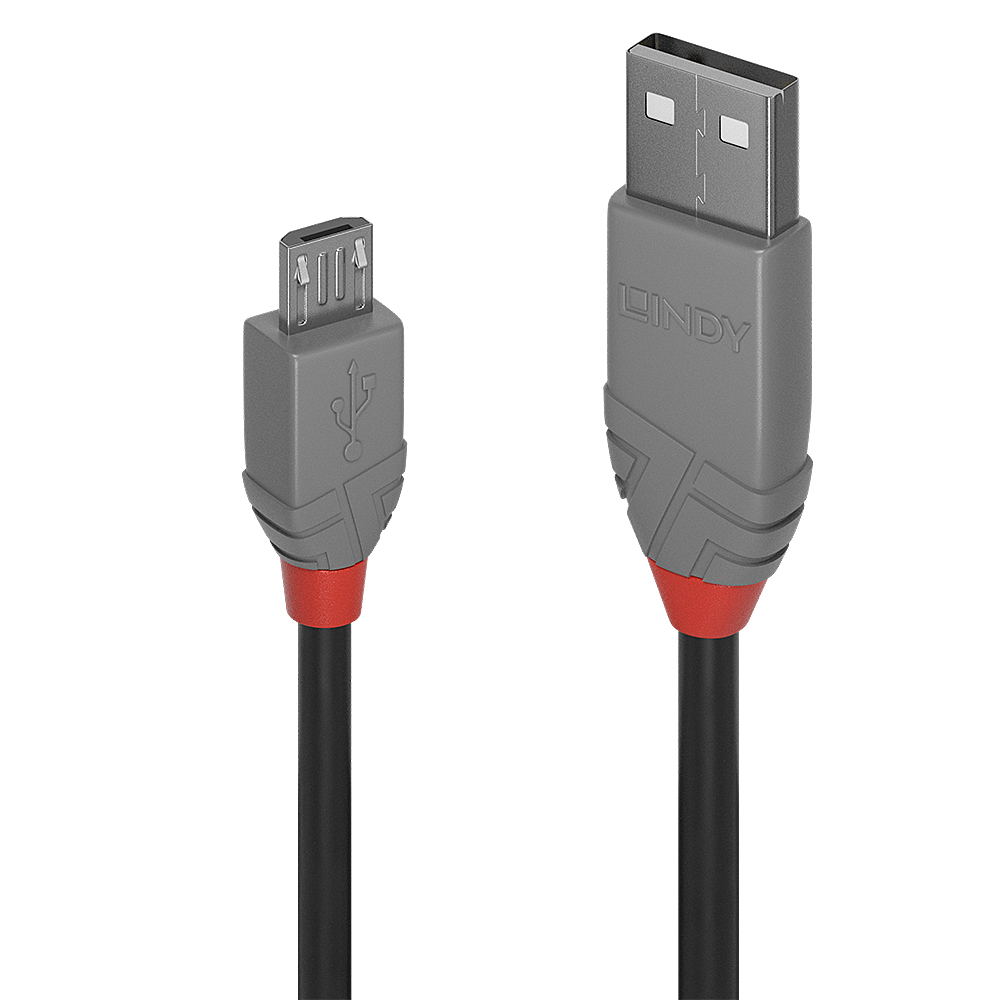 LINDY USB-Kabel USB 2.0 USB-A Stecker, USB-Micro-B Stecker 0.20 m Schwarz, Grau 36730