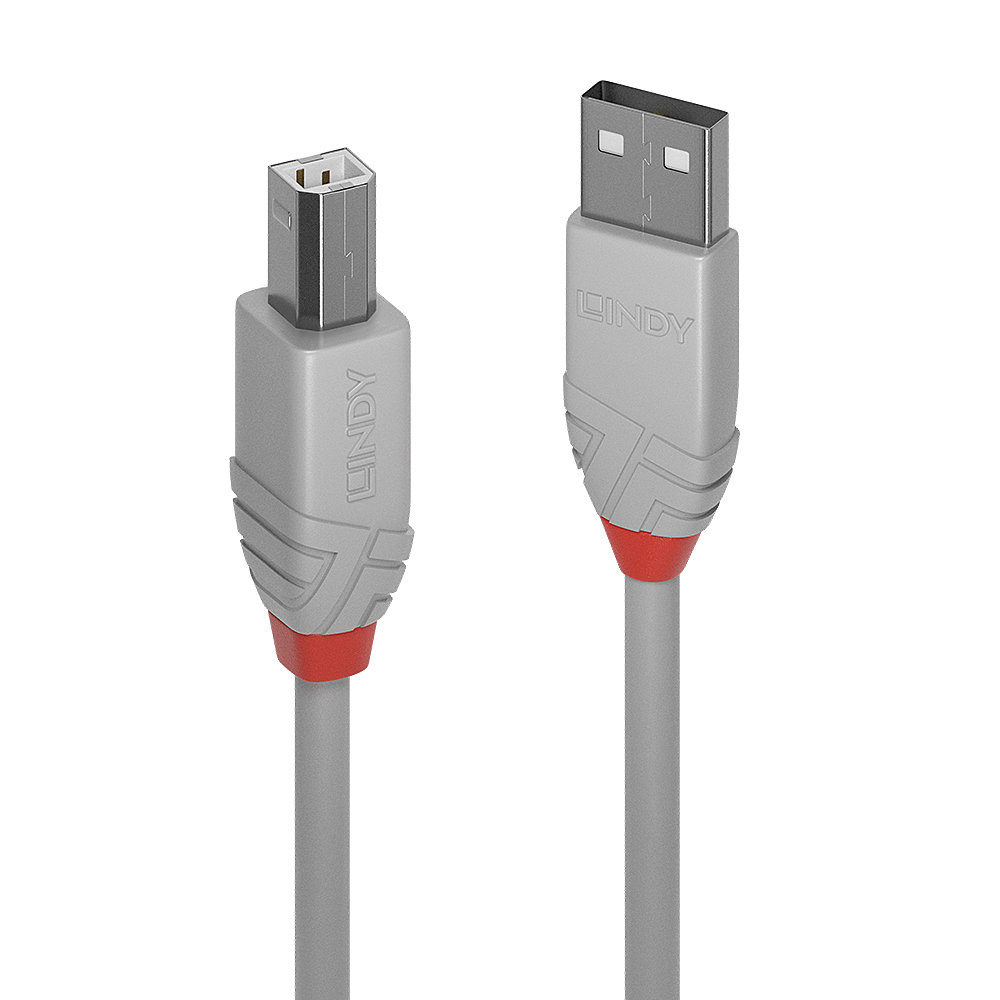 LINDY USB-Kabel USB 2.0 USB-A Stecker, USB-B Stecker 3.00 m Grau 36684