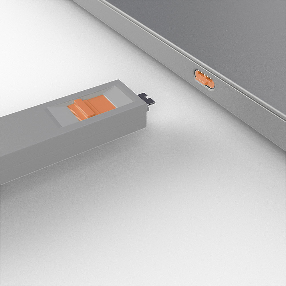 Lindy 40428 Schnittstellenblockierung Türblockierschlüssel USB Typ-C Grau, Orange 4 Stück(e)