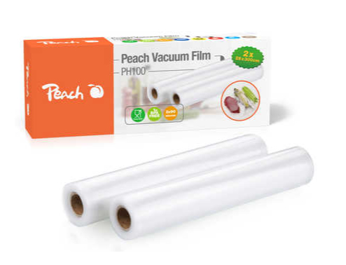 Peach Vakuumierfolie PH100, 2 Rollen 28x300cm, 2x90 mic, 7-lagig