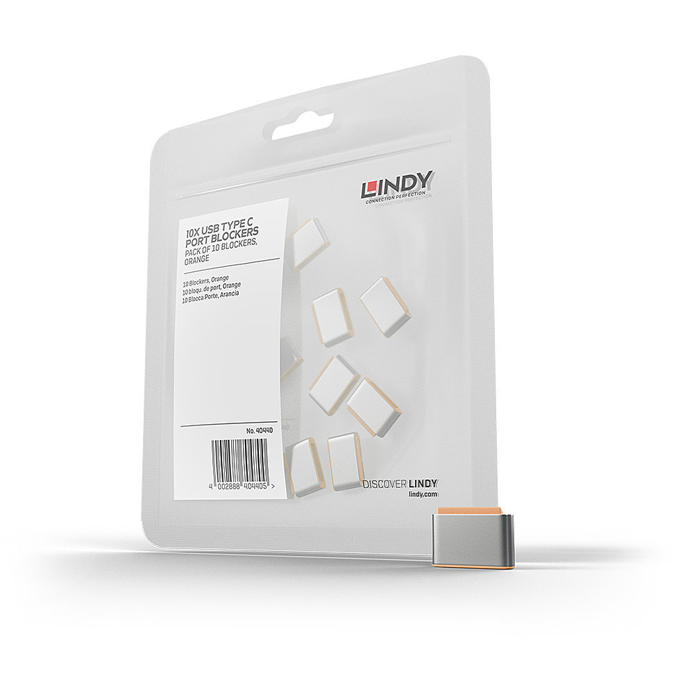 Lindy 40440 Schnittstellenblockierung USB Typ-C Orange Acrylnitril-Butadien-Styrol (ABS) 10 Stück(e)
