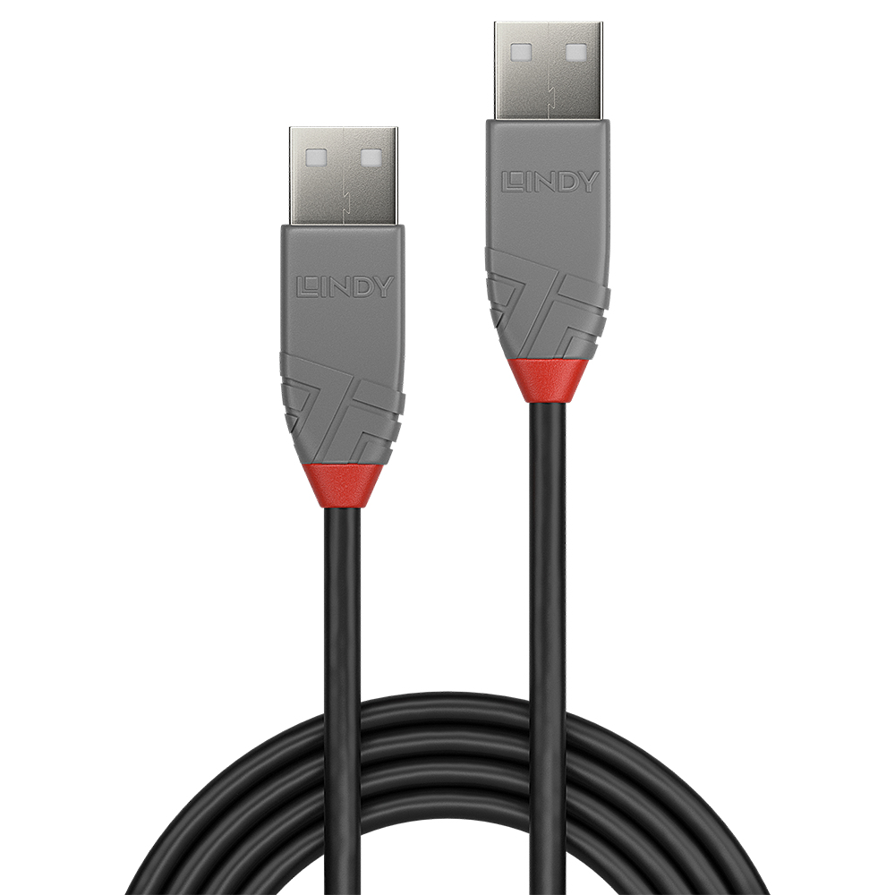 LINDY USB-Kabel USB 2.0 USB-A Stecker, USB-A Stecker 1.00 m Schwarz, Grau 36692