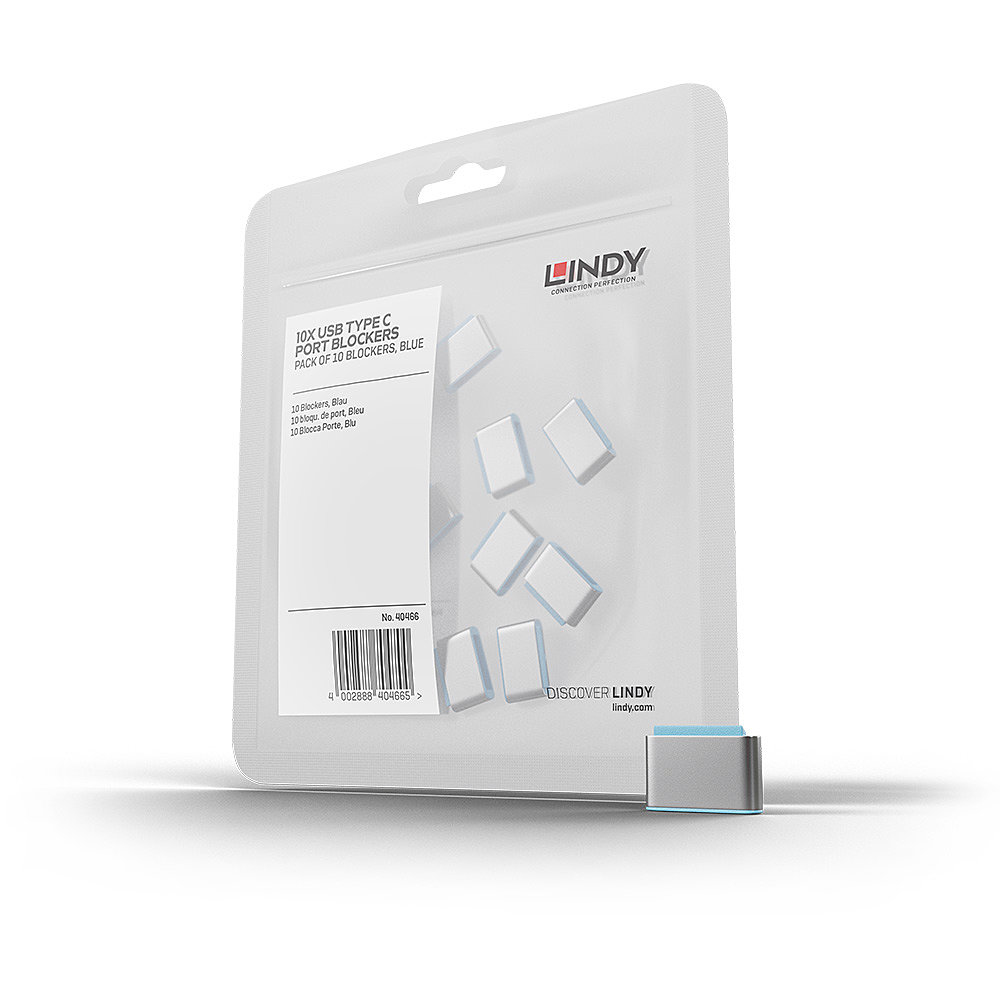 Lindy 40466 Schnittstellenblockierung USB Typ-C Blau Acrylnitril-Butadien-Styrol (ABS) 10 Stück(e)