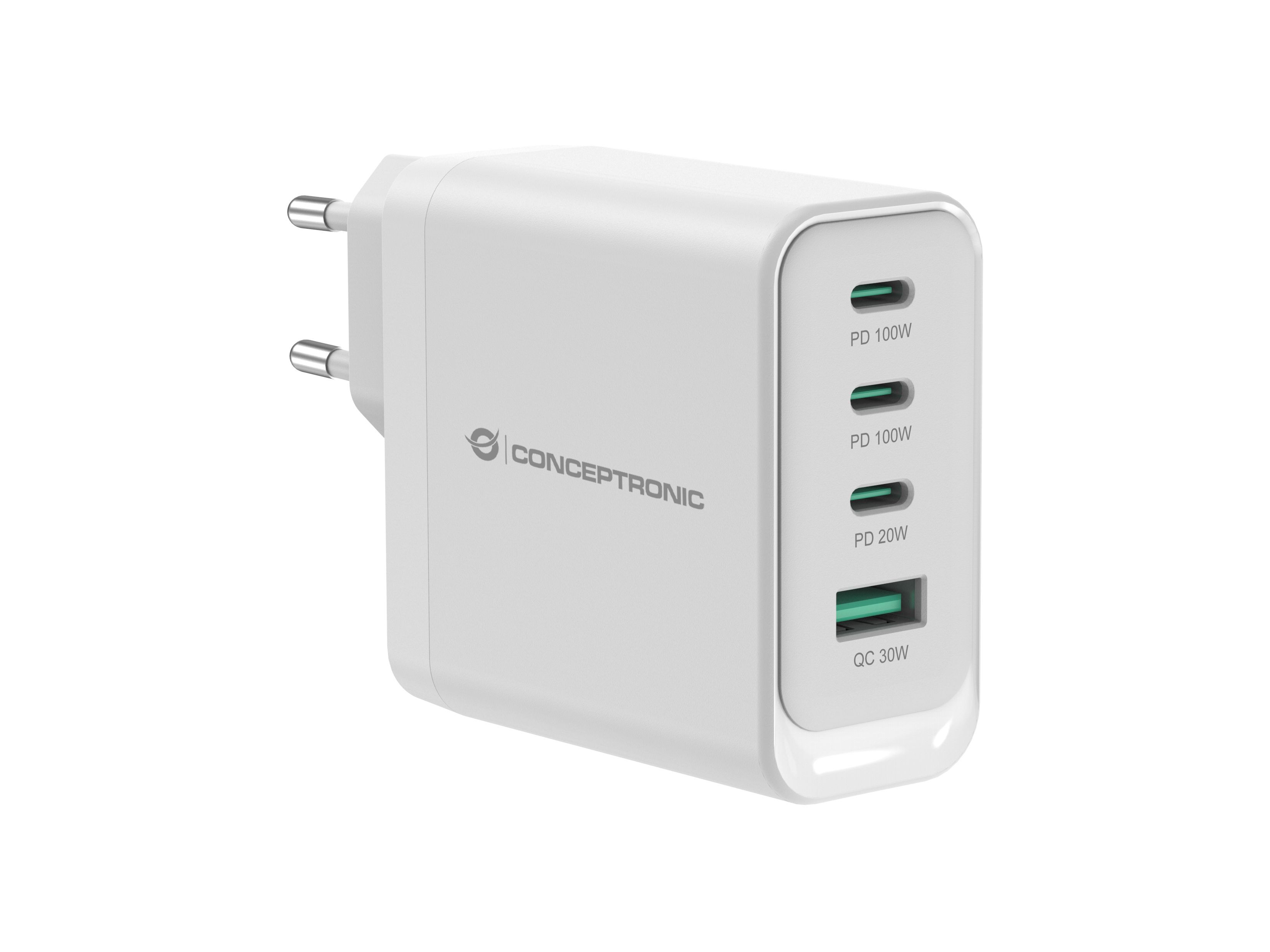 CONCEPTRONIC Ladegerät 4Port GaN 3xUSB-C/&shy;1xA100WPD3.0/&shy;PPS ws