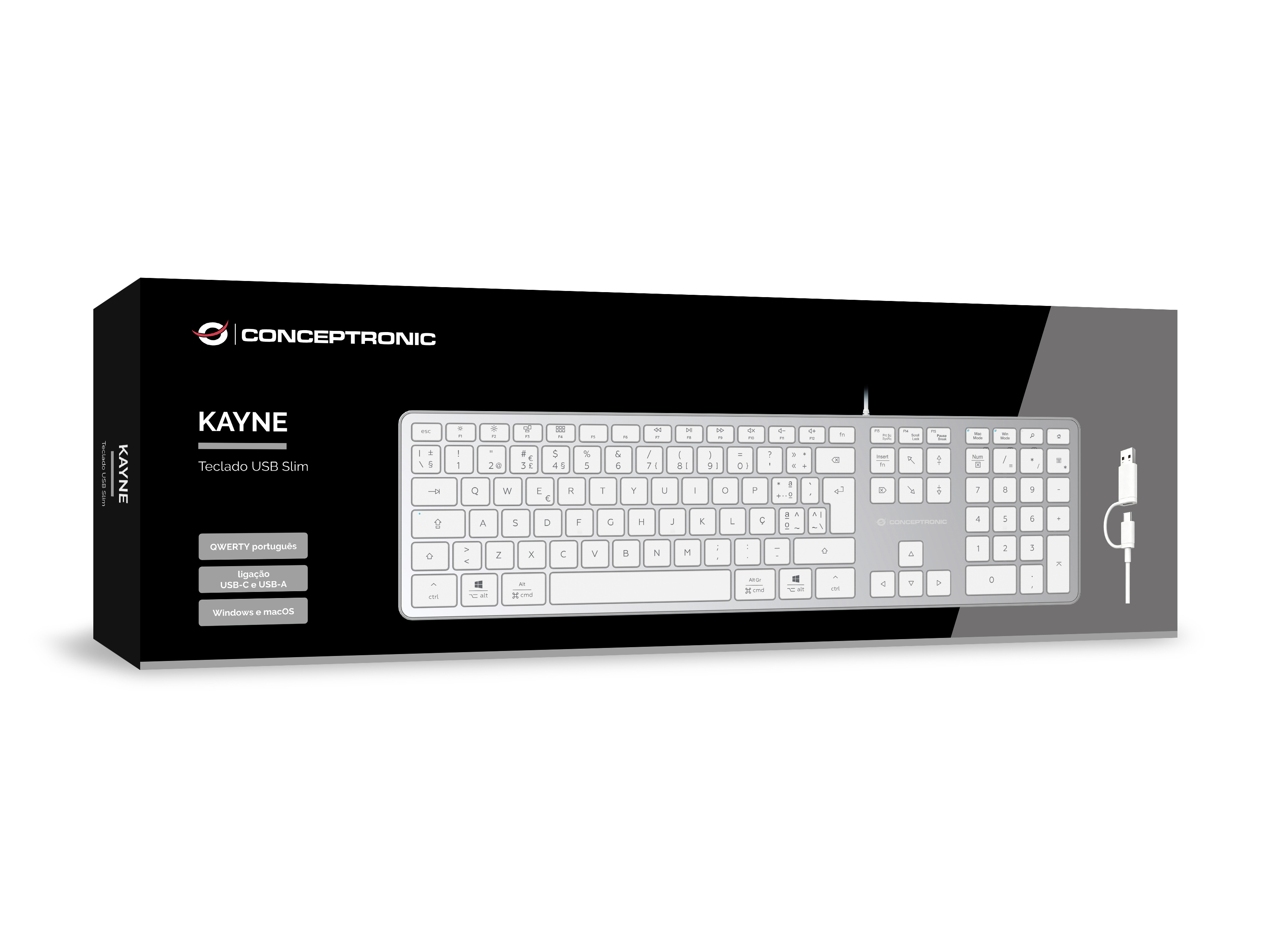 CONCEPTRONIC USB Tastatur slim USB-A/USB-C Layout PT ws