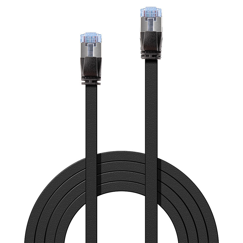 LINDY Patchkabel Cat6A U/FTP Flachband schwarz 2.00m Patchkabel RJ45