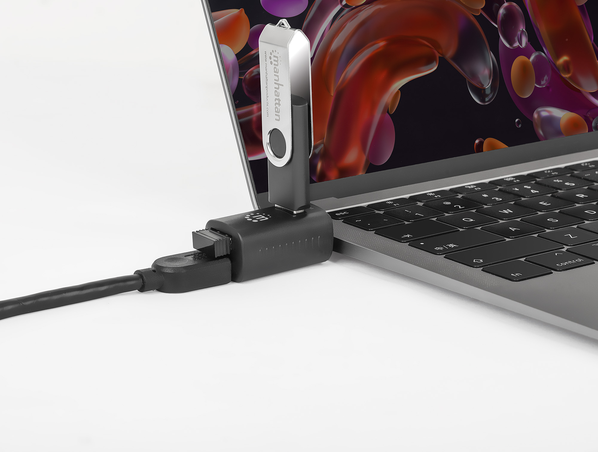 MANHATTAN 3-Port USB 3.0 / 2.0 USB-C Stecker auf 3xA-Buchse Adapter