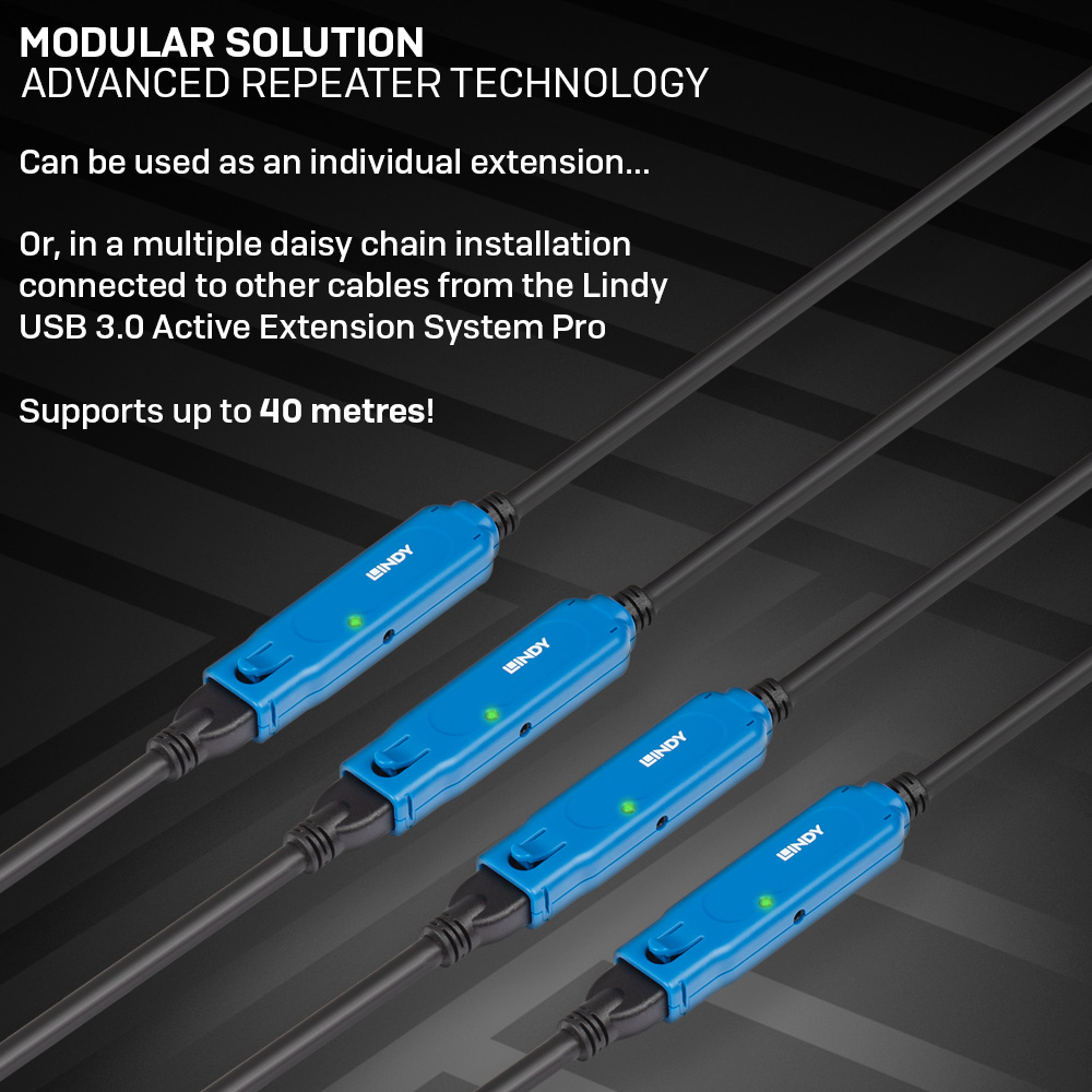 LINDY USB 3.0 Aktiv-Verlängerung Typ A/A Pro M/F 10m