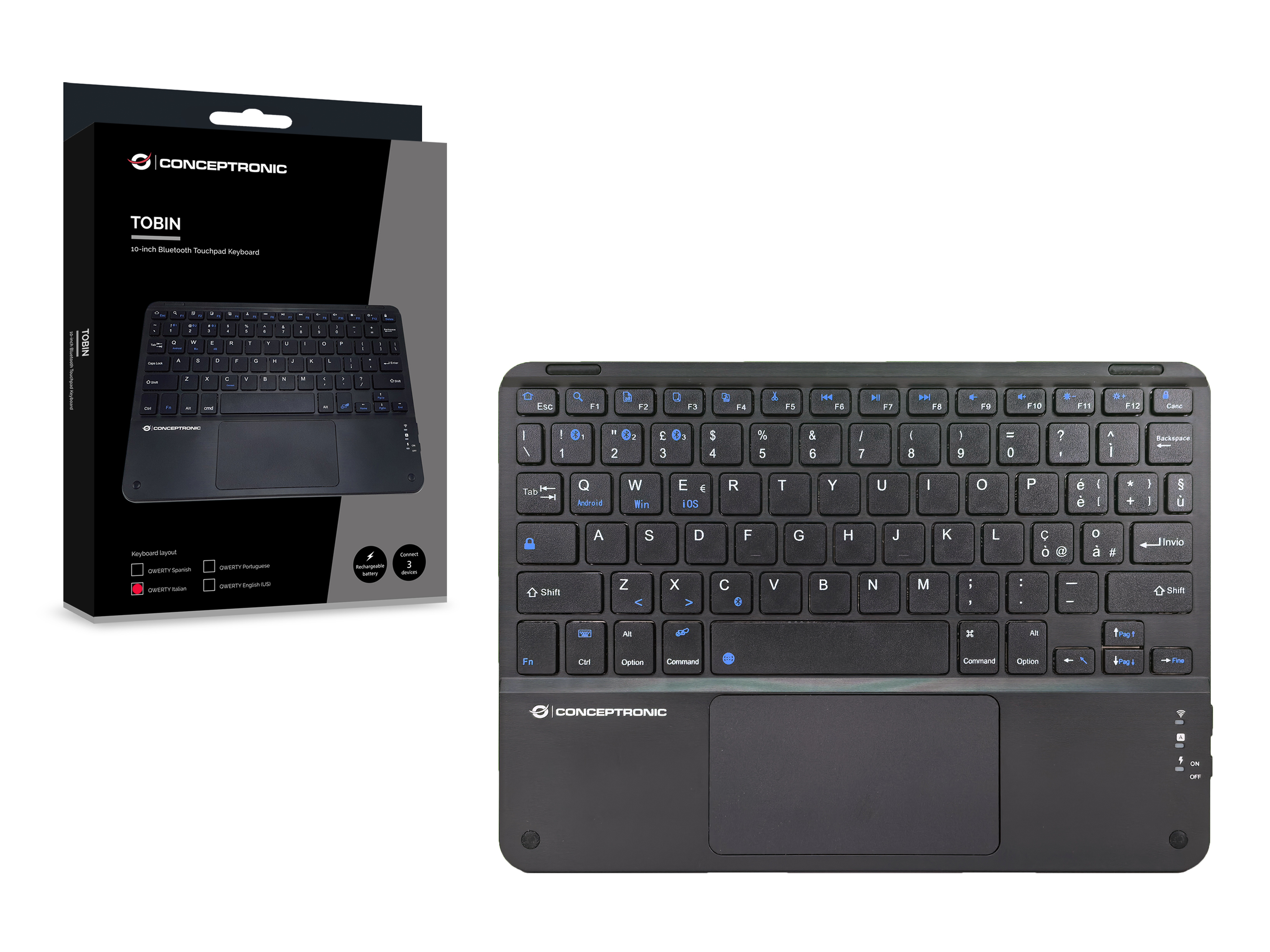 CONCEPTRONIC 10" Wireless Tastatur BT5.4 Layout IT schwarz