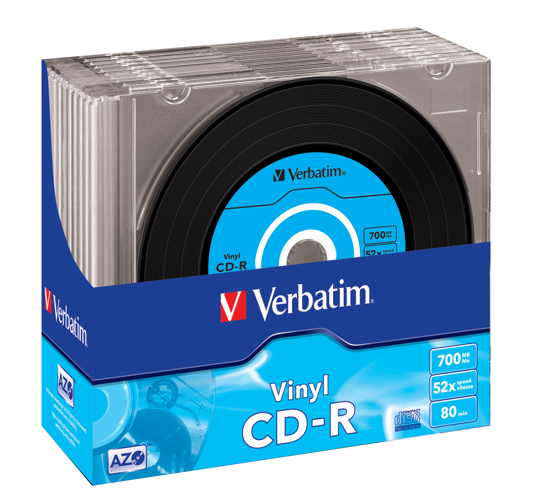 CD-R  Verbatim 700MB 10pcs Pack 52x SlimCase vinyl retail