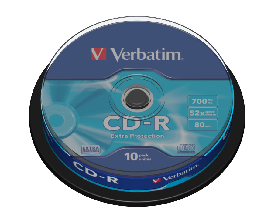 CD-R Verbatim 700MB 10pcs Pack 52x Spindel extra protection ret CD-R Verbatim 700MB 10pcs Pack 52x Spindel extra protection ret