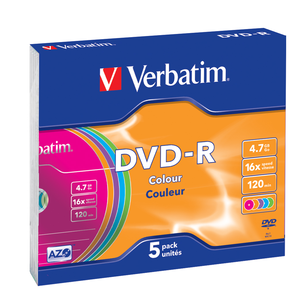 DVD-R  Verbatim 4,7GB  5pcs Slim J. Colour 16x