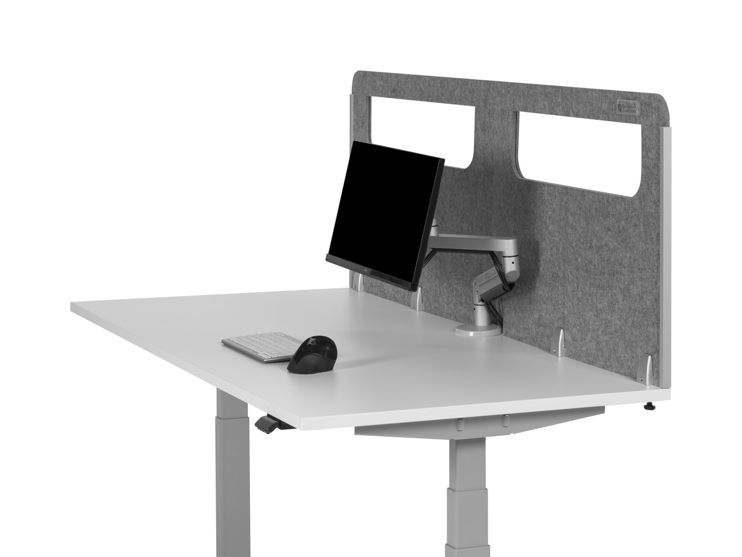 Bakker Tischtrennwand rund m.Acrylfenster_ grau_Rückseite