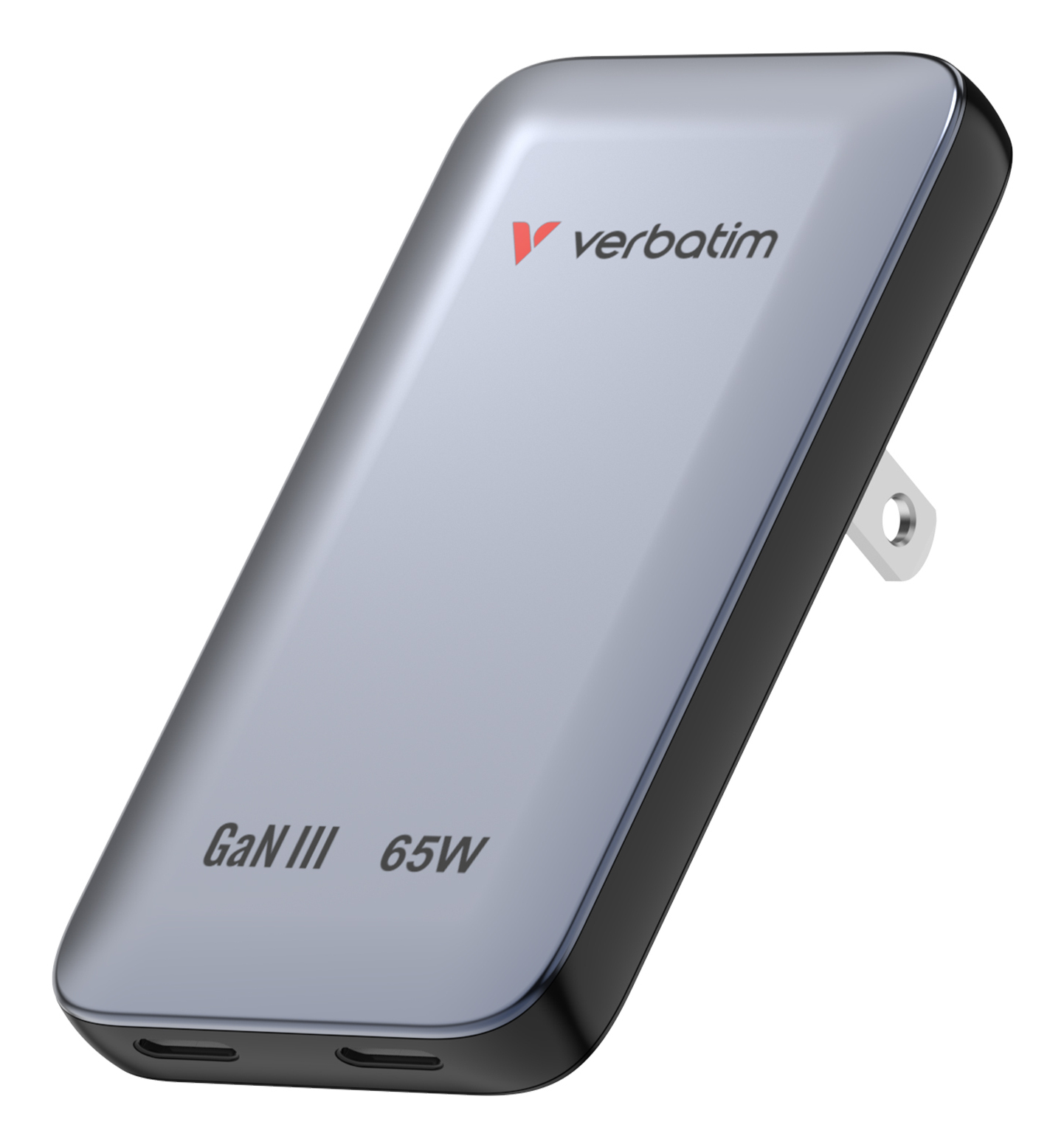 Verbatim Slim GaN Charger 2 Port 65W (EU/­UK/­US) Grey Verbatim Slim GaN Charger 2 Port 65W (EU/­UK/­US) Grey