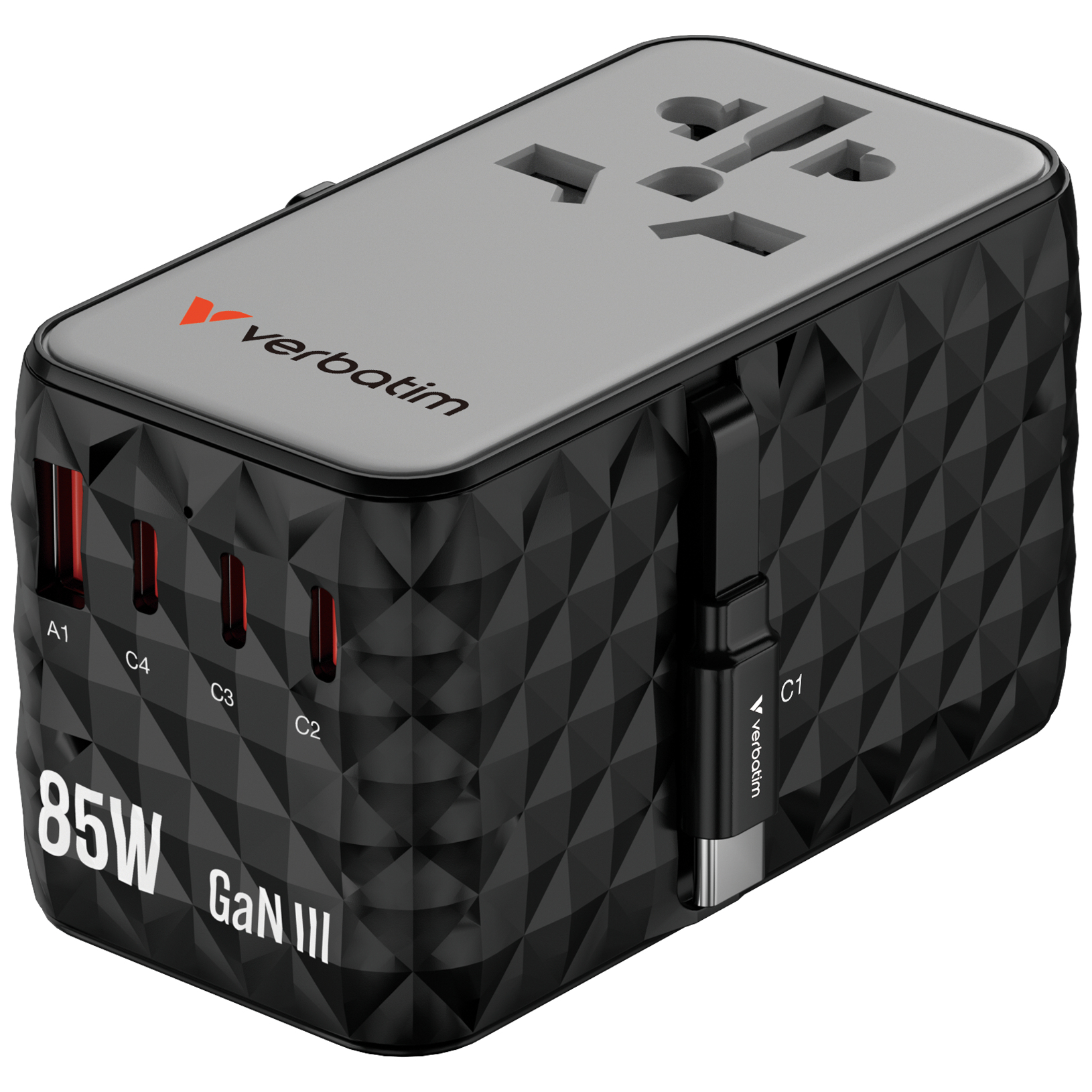 Verbatim Charge'n'Travel Adapter 85W retractable cable