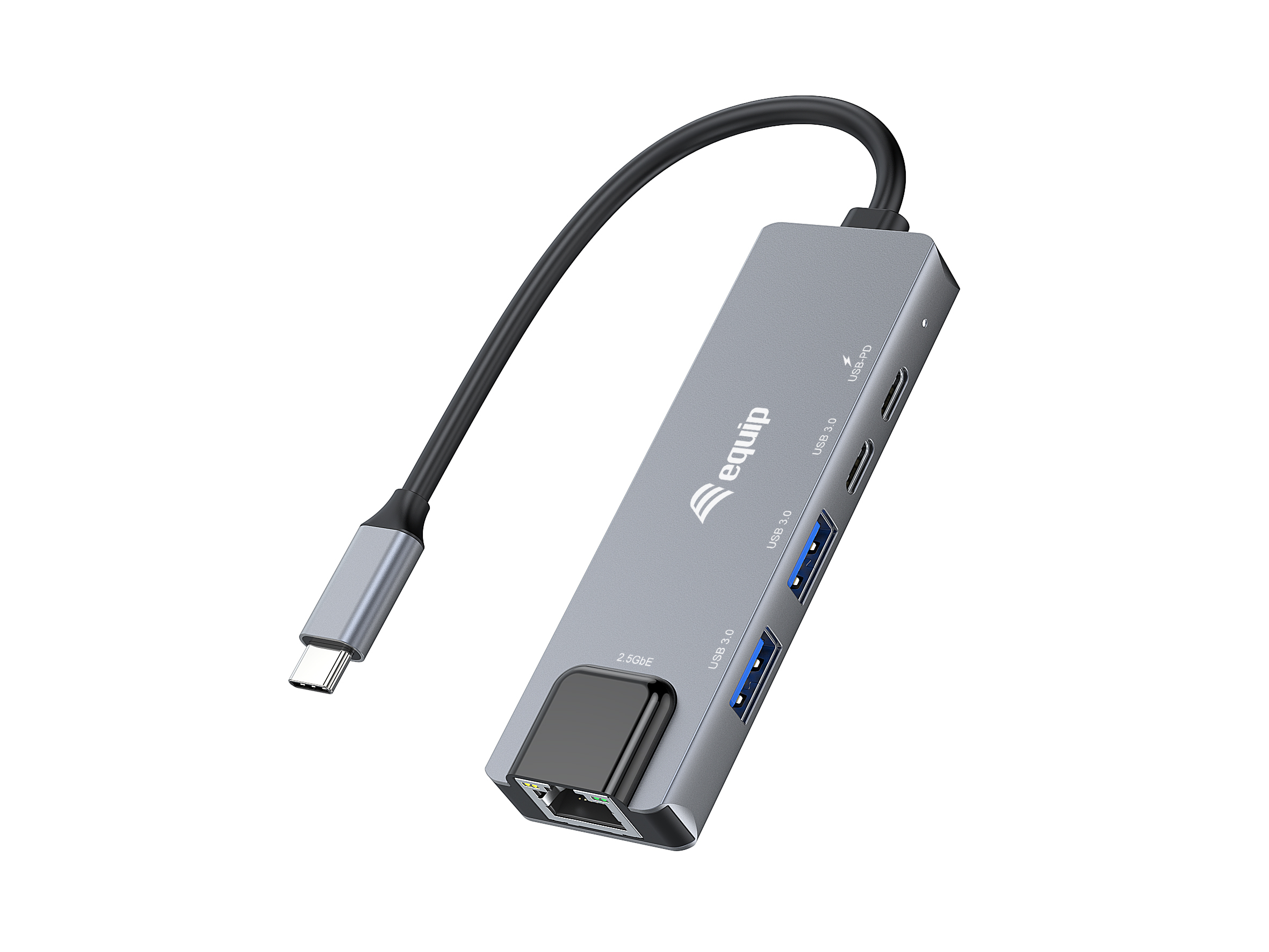 Equip Adapter USB-C->RJ45/­2xUSB-A/­USB-C/­PD 0.25m Alu. Equip Adapter USB-C->RJ45/­2xUSB-A/­USB-C/­PD 0.25m Alu.