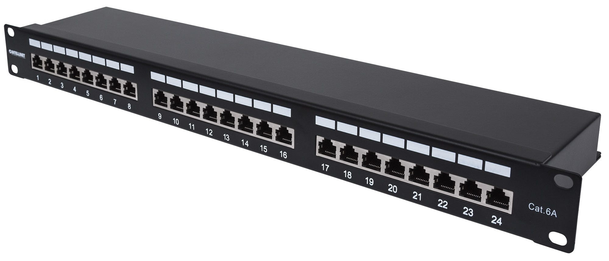 INTELLINET 24-Port Cat6a Patchpanel FTP 1HE schwarz
