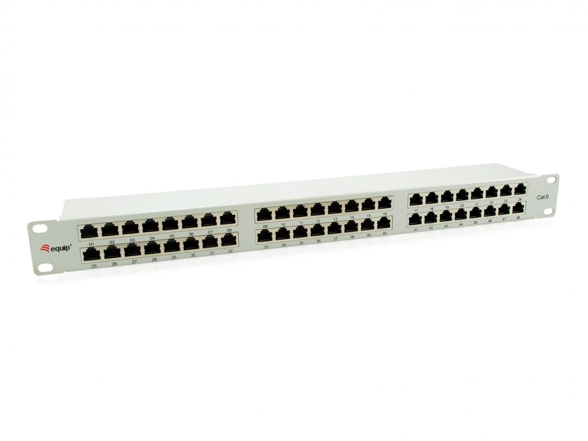 Equip 19" Patchpanel 48xRJ45 Cat6  FTP 1U     250MHz RAL7035