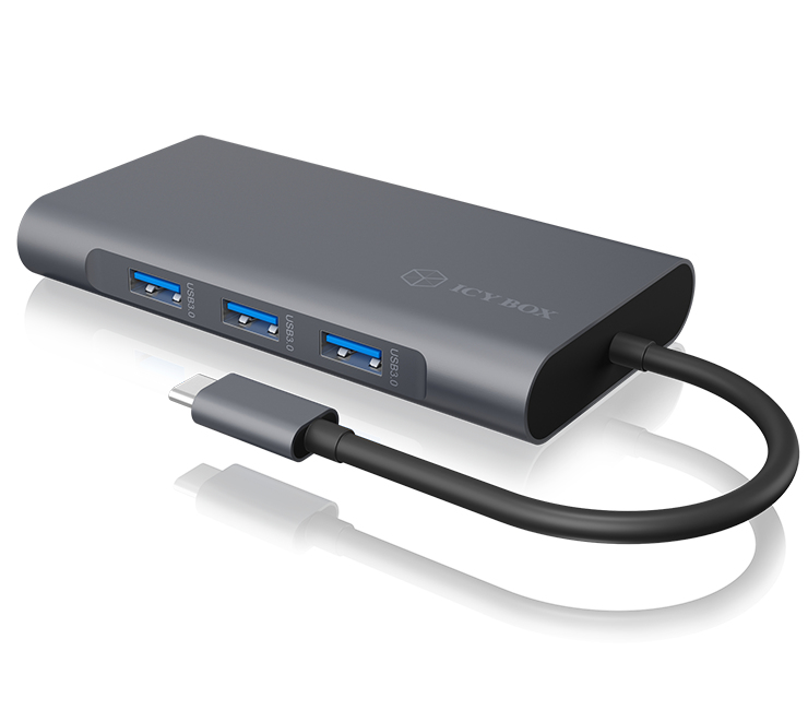 Dockingstation IcyBox USB-C -> USB3.0/&shy;HDMI/&shy;VGA/&shy;LAN/&shy;SD/&shy;mSD/&shy;