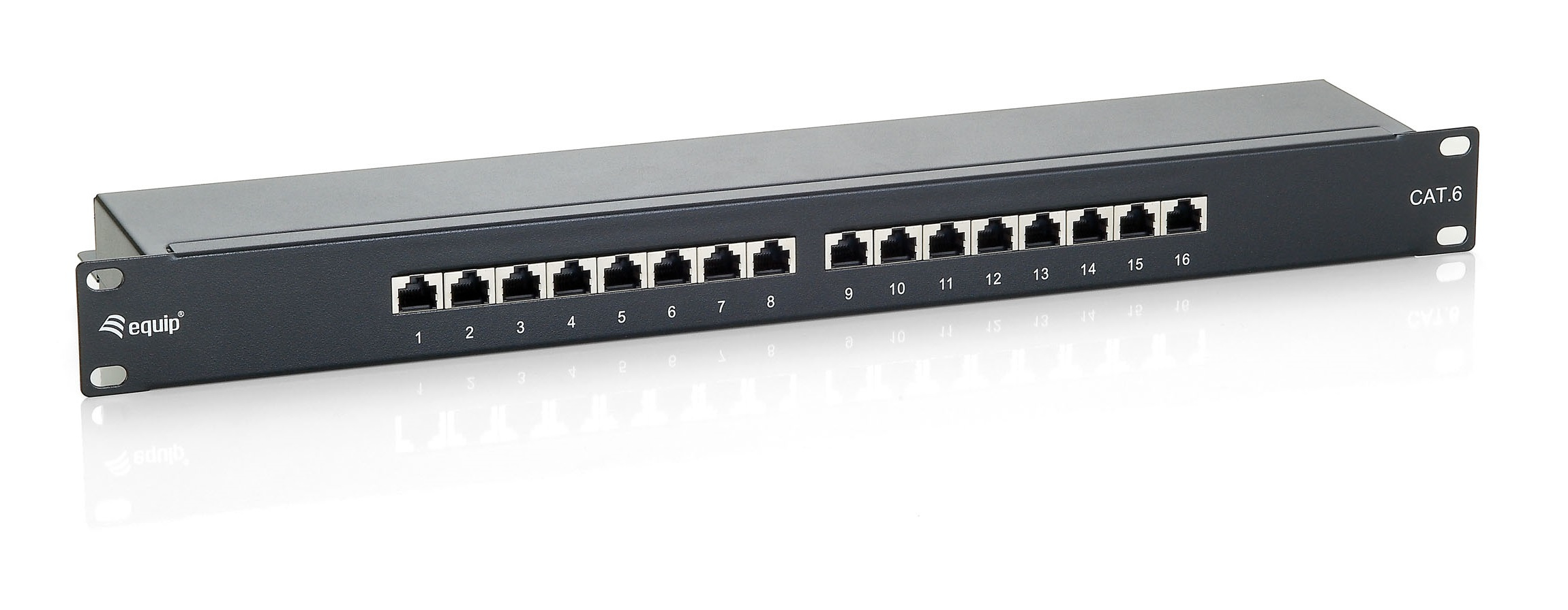 Equip 19" Patchpanel 16xRJ45 Cat6 FTP 1U 250MHz RAL9005