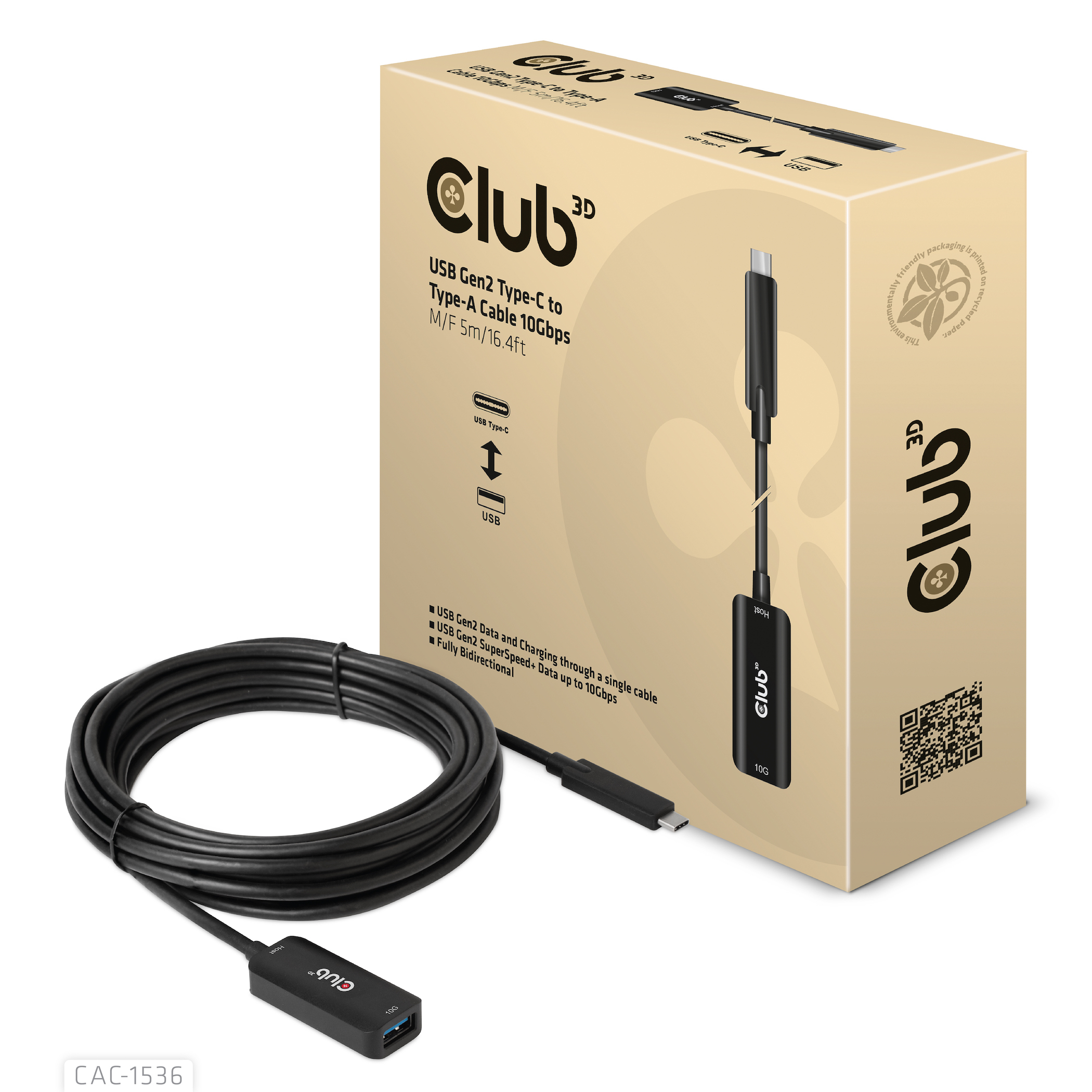 Club3D Kabel USB 3.2 Typ C <> USB Typ A 10Gbps St/­Bu 5m retail Club3D Kabel USB 3.2 Typ C <> USB Typ A 10Gbps St/­Bu 5m retail