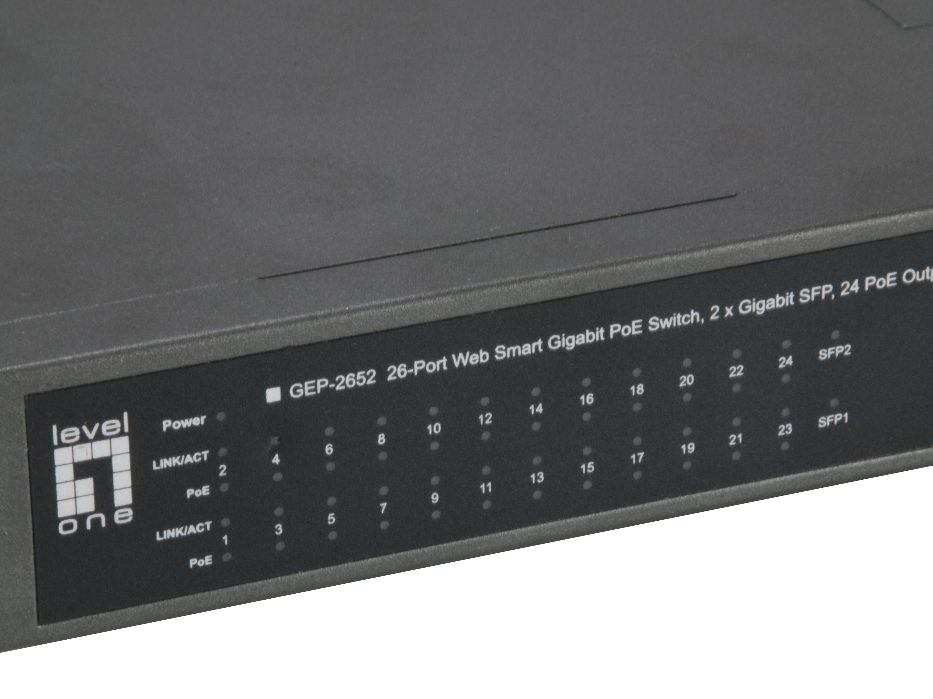 LevelOne PoE+Switch 24xGE PoE/2xSFP 370W 19