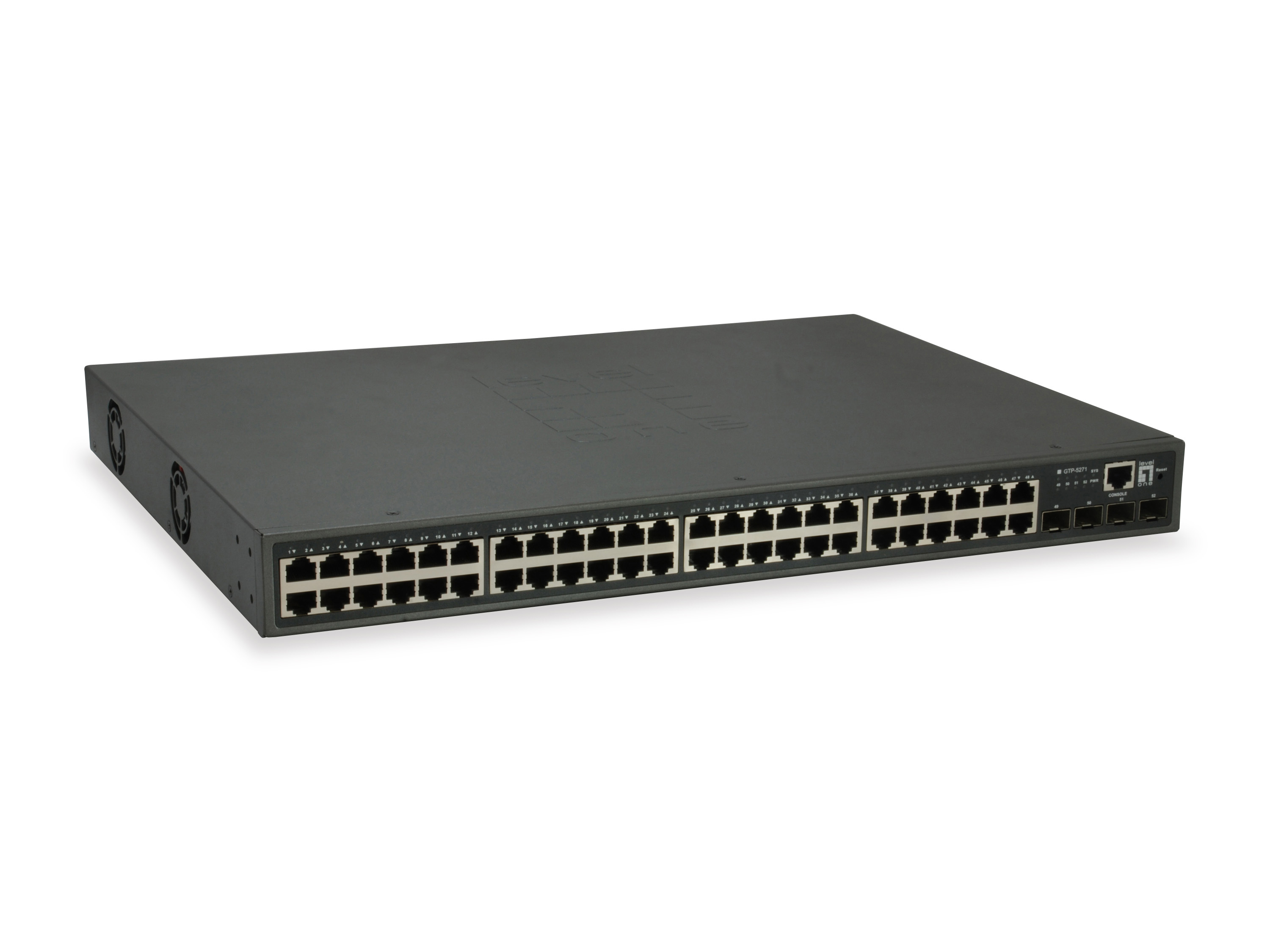 LevelOne PoE+Switch 48xGE PoE/&shy;4x10GSFP 400W 19" Managed L3