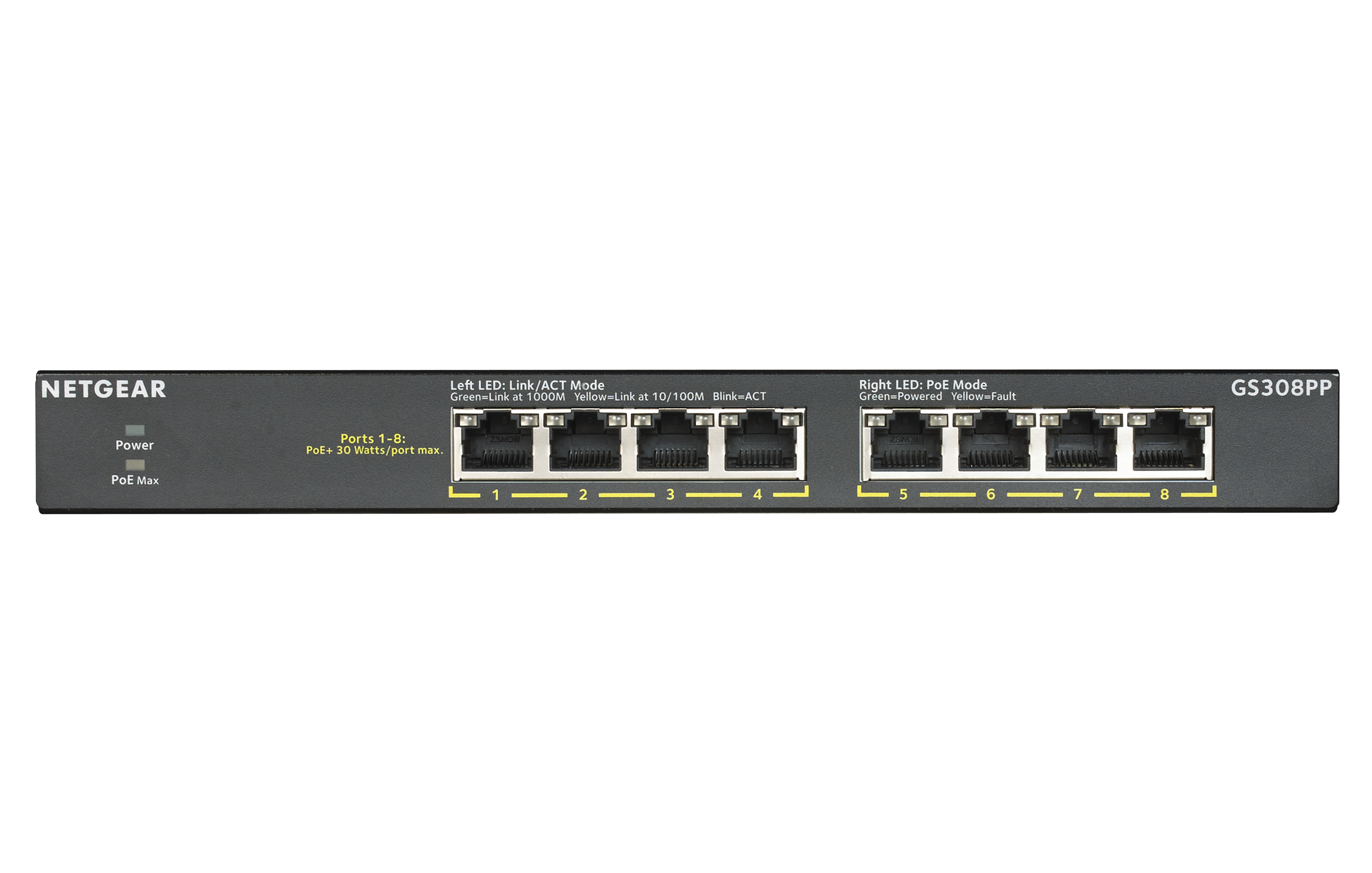 NETGEAR Switch 8x GE GS308PP unmanaged, lüfterlos