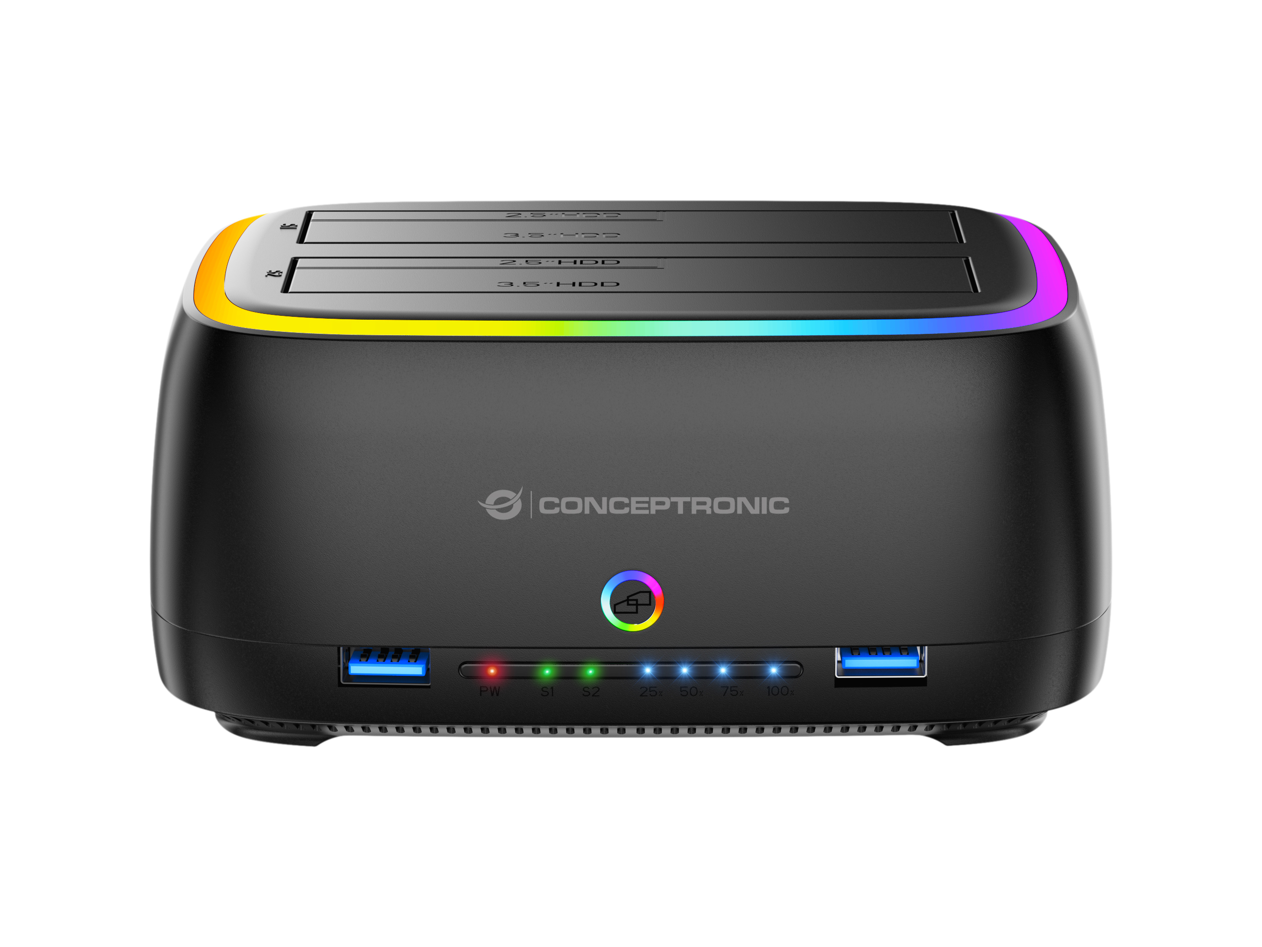 CONCEPTRONIC Festplattengehäuse 2.5/&shy;3.5"HDD/&shy;SSD 2xUSB-A sw