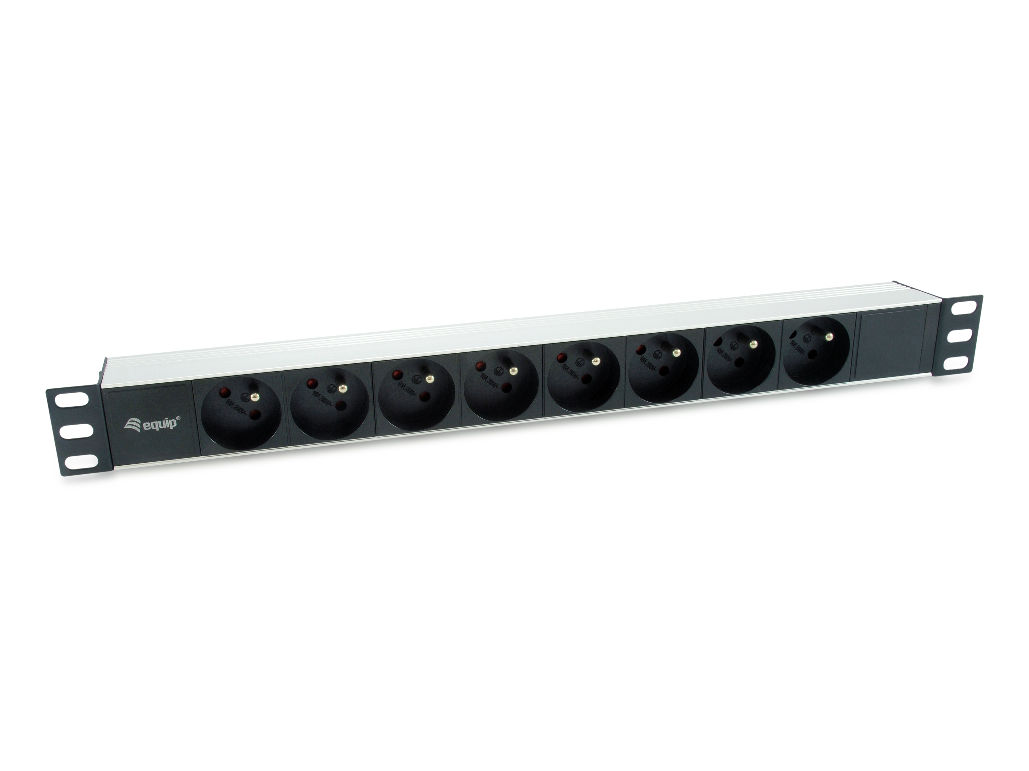 Equip 19" Steckdosenleiste 8xNFC 61-314 FR->St.90° si. Alu.