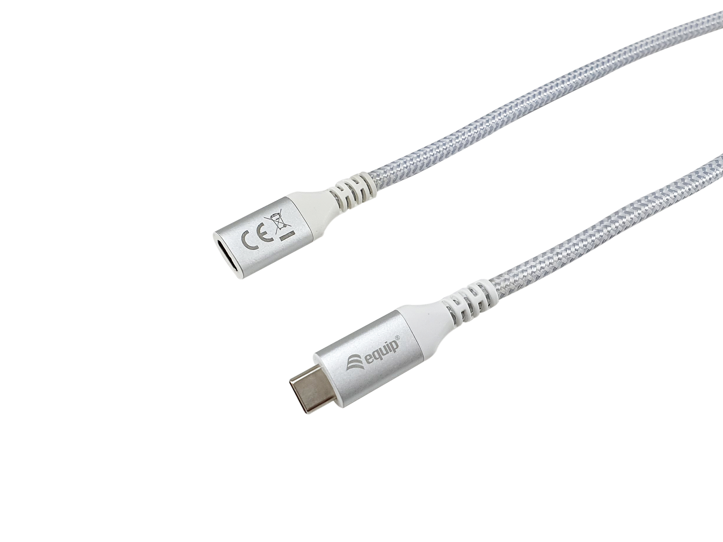 Equip USB 3.2 Gen 2 C zu C Verlängerungskabel, 0,5 m, M/F, 4K/60Hz, 10 Gbps, Weiß