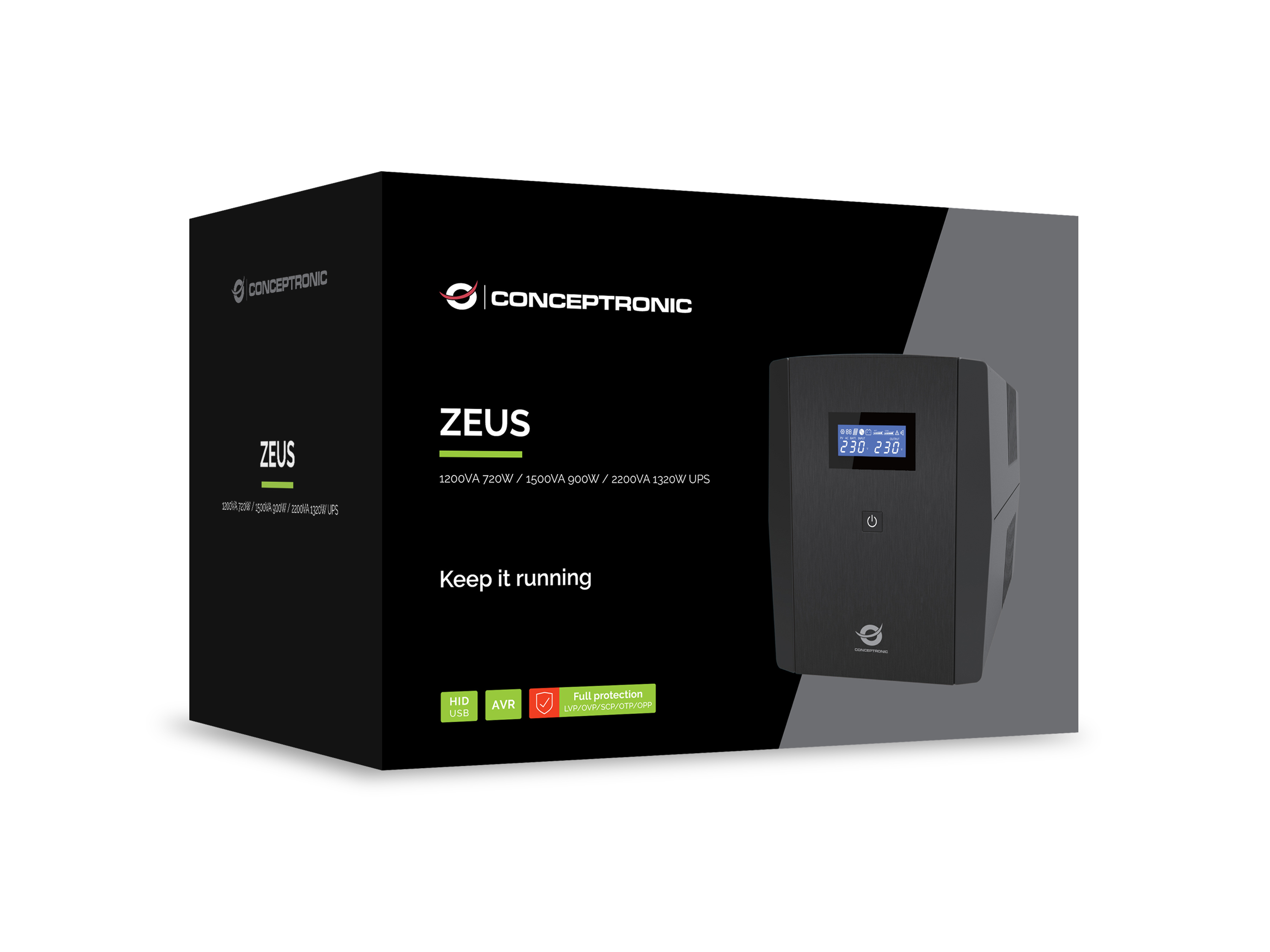 CONCEPTRONIC USV 2200VA/1320W/4xUK/HID USB/RJ45in/Out/AVR sw USVs