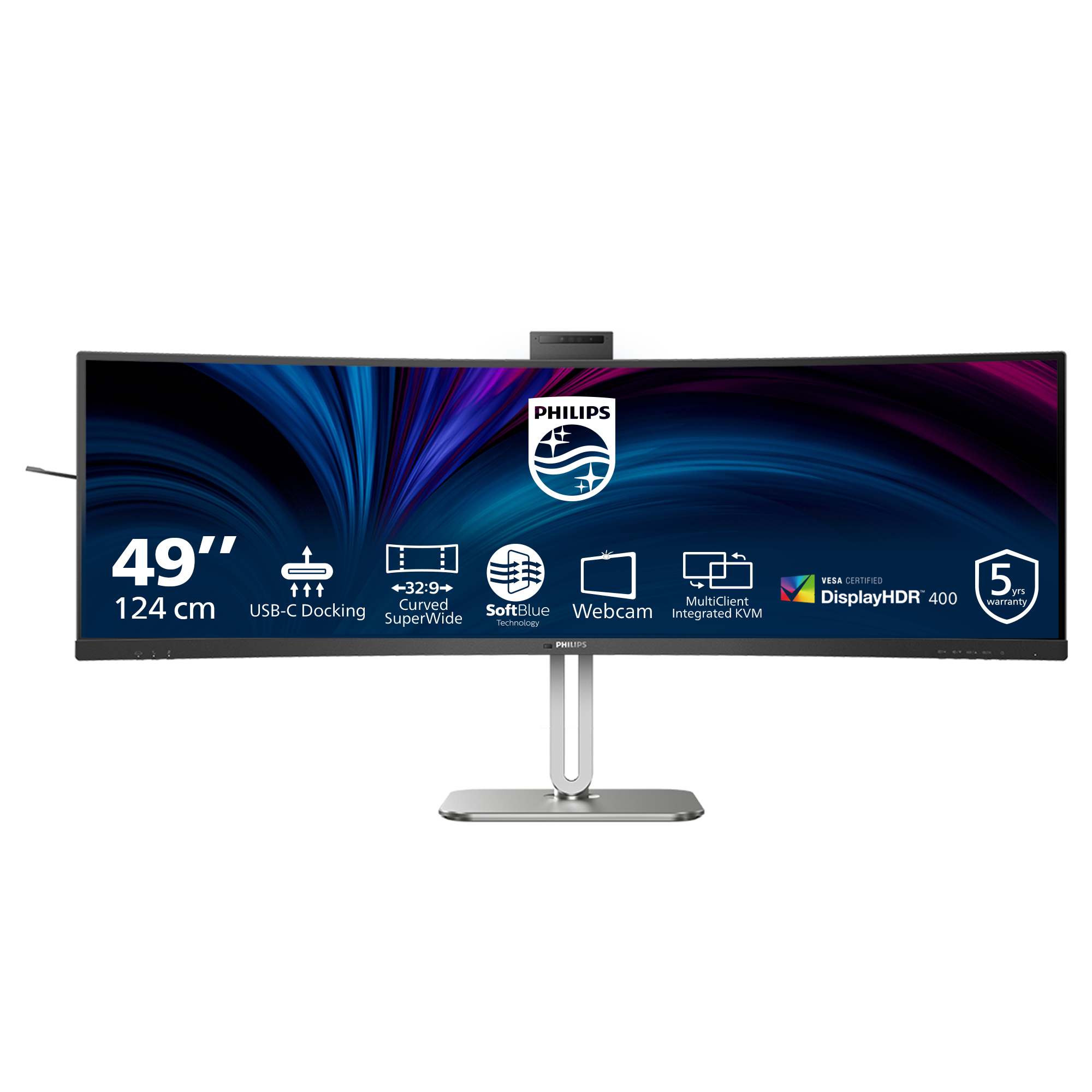 Philips 124,0cm(48,8") 49B2U6900CH 32:9 HDMI+DP+USB-C Curv. reta