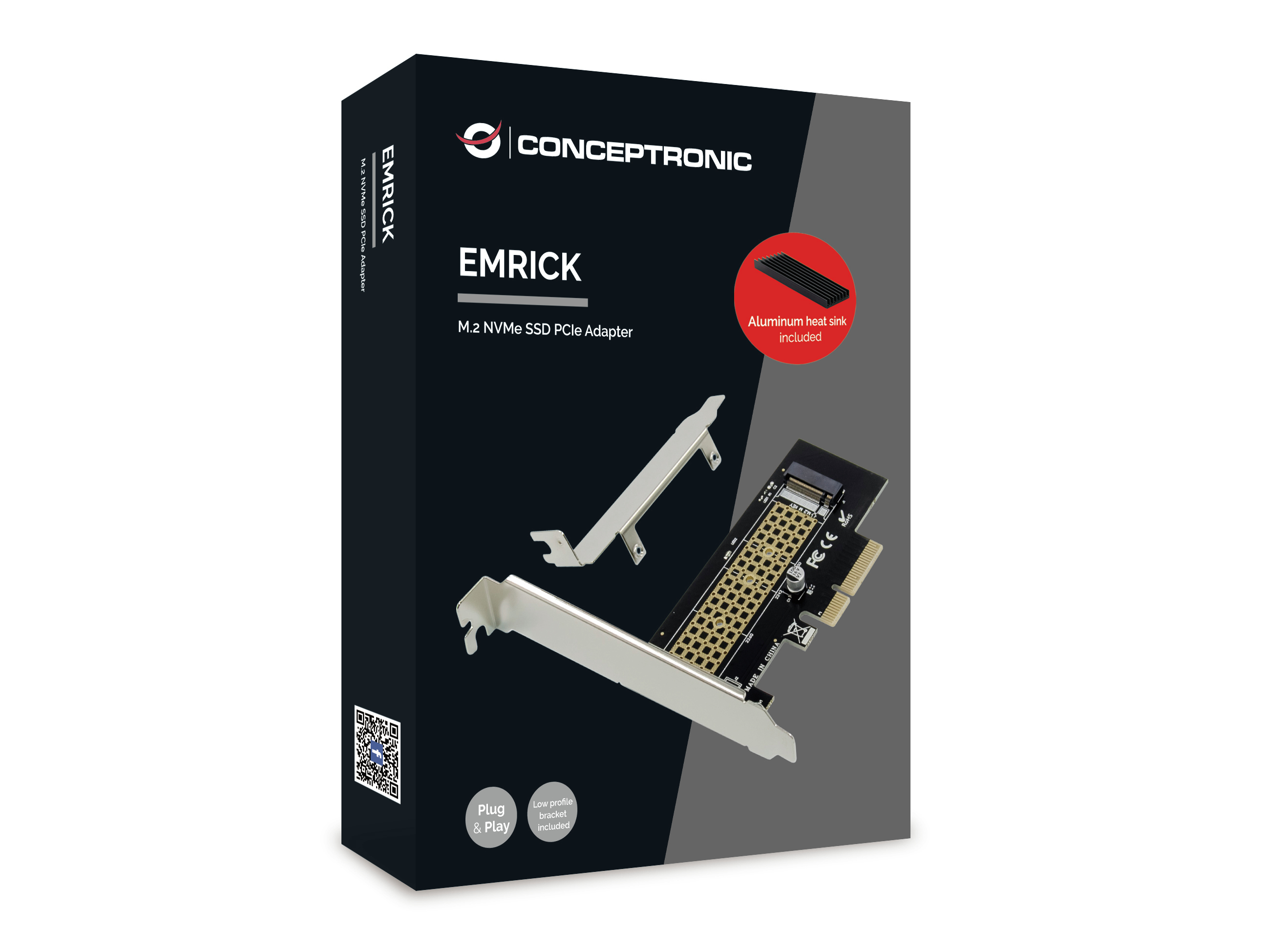 CONCEPTRONIC M.2 4xPCIe3.0 Card M.2 NVMe +Kühlkörper CONCEPTRONIC M.2 4xPCIe3.0 Card M.2 NVMe +Kühlkörper