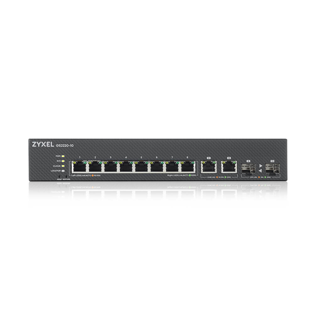 Zyxel Switch 10x GE GS2220-10 8 Port + 2x SFP/Rj45 Switche