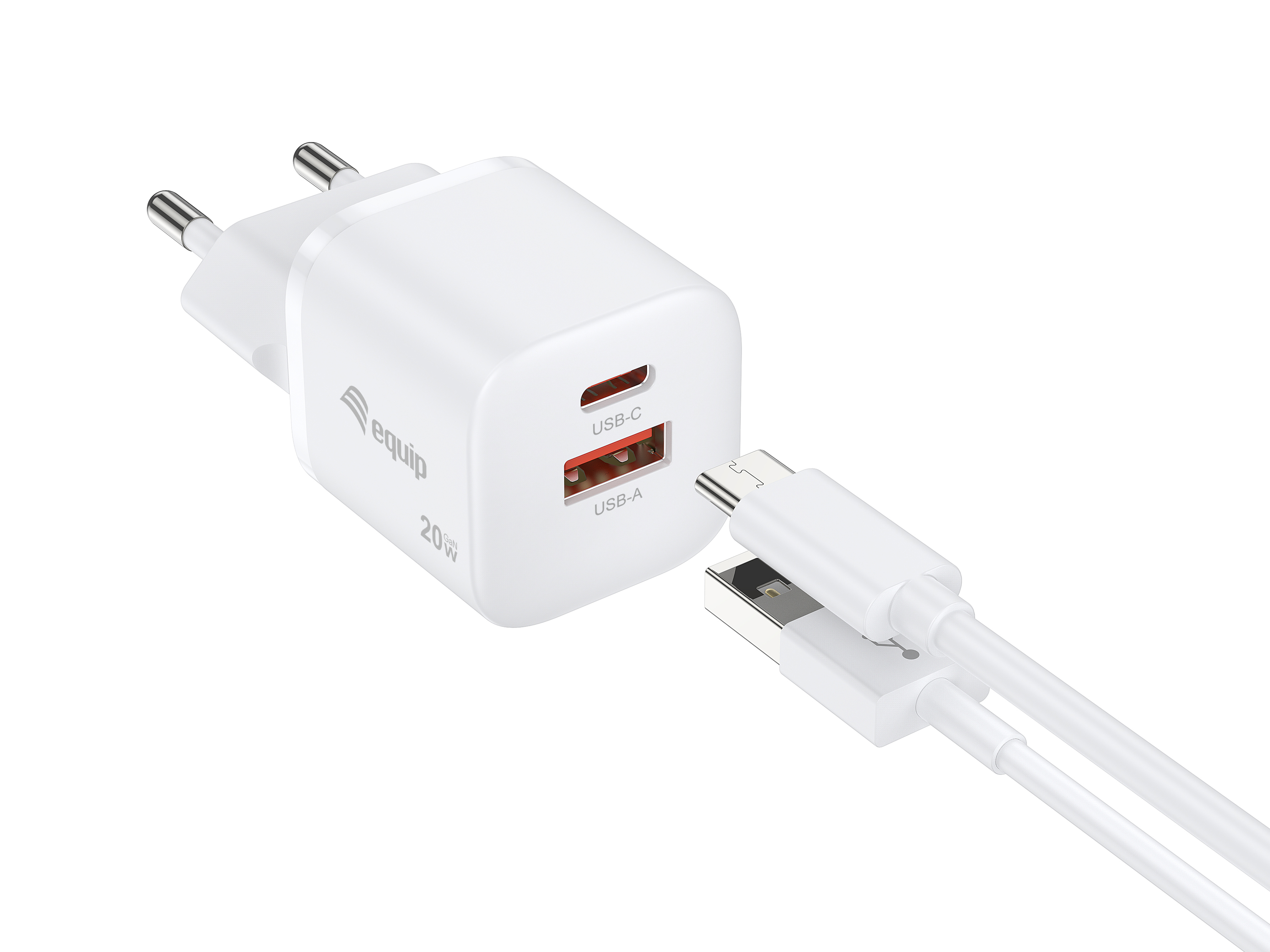 Equip Ladegerät 2Port USB-C PD3.0/USB-A GaN 20W ÜSS ws