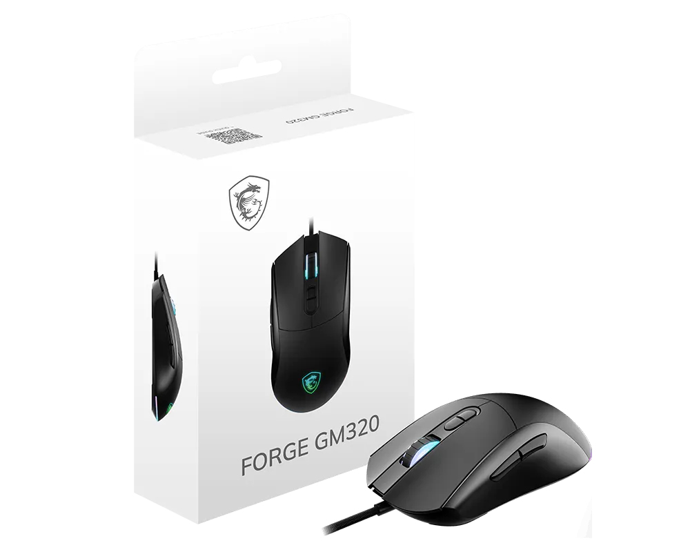 MSI Forge GM320 Gaming Maus, Black, USB
