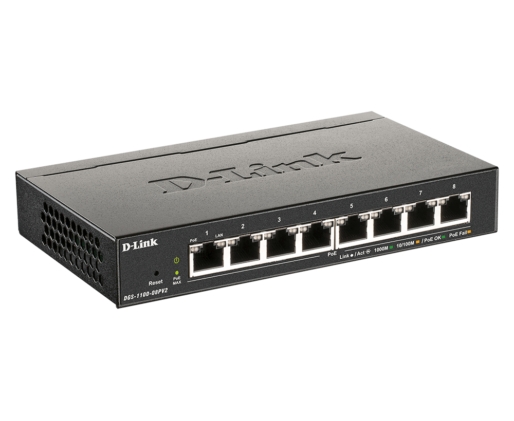 Switch 190mm D-Link DGS-1100-08PV2 8*GE PoE retail