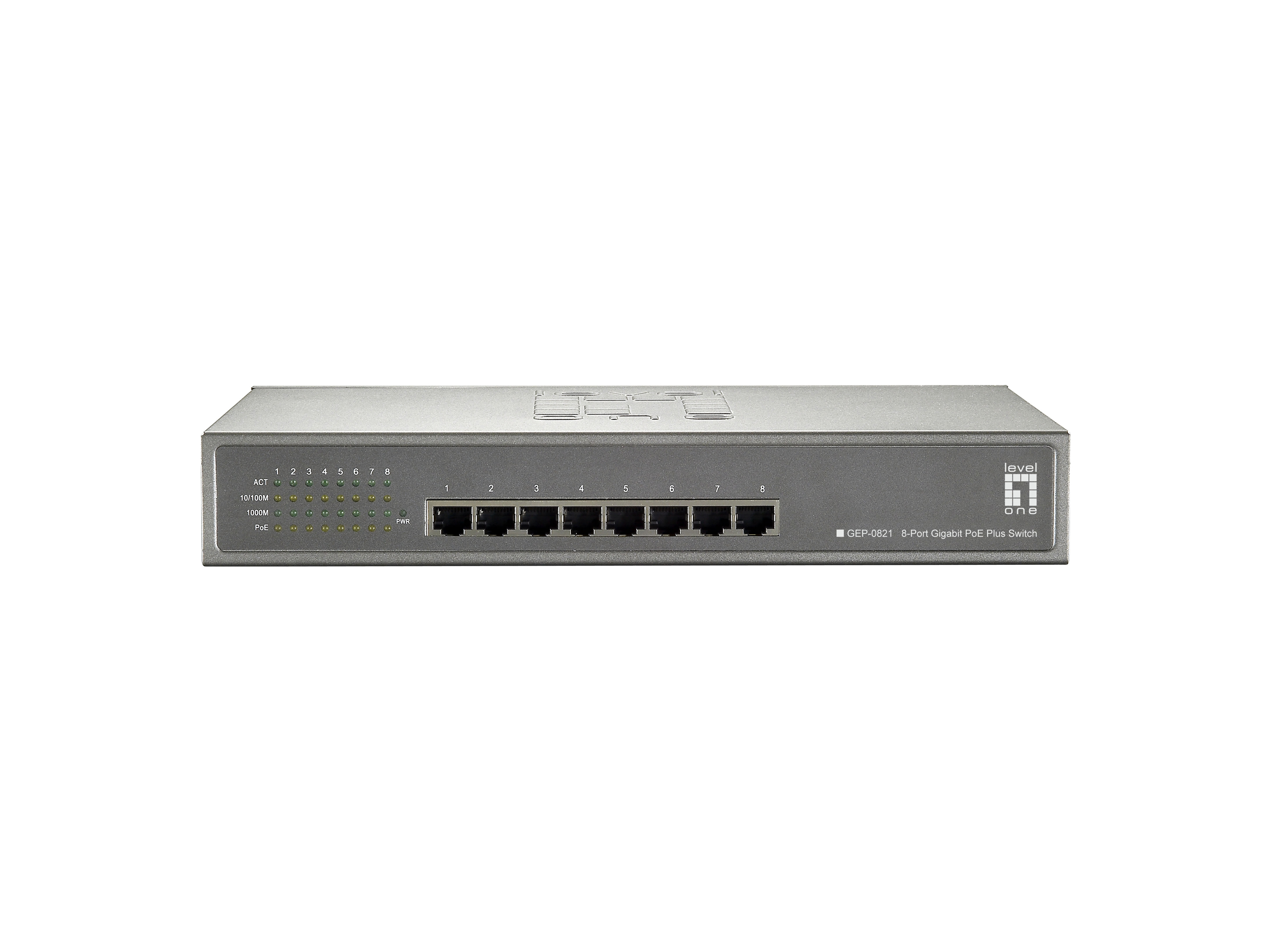 LevelOne PoE+Switch 8xGE PoE unmanaged 123W 19" Metall