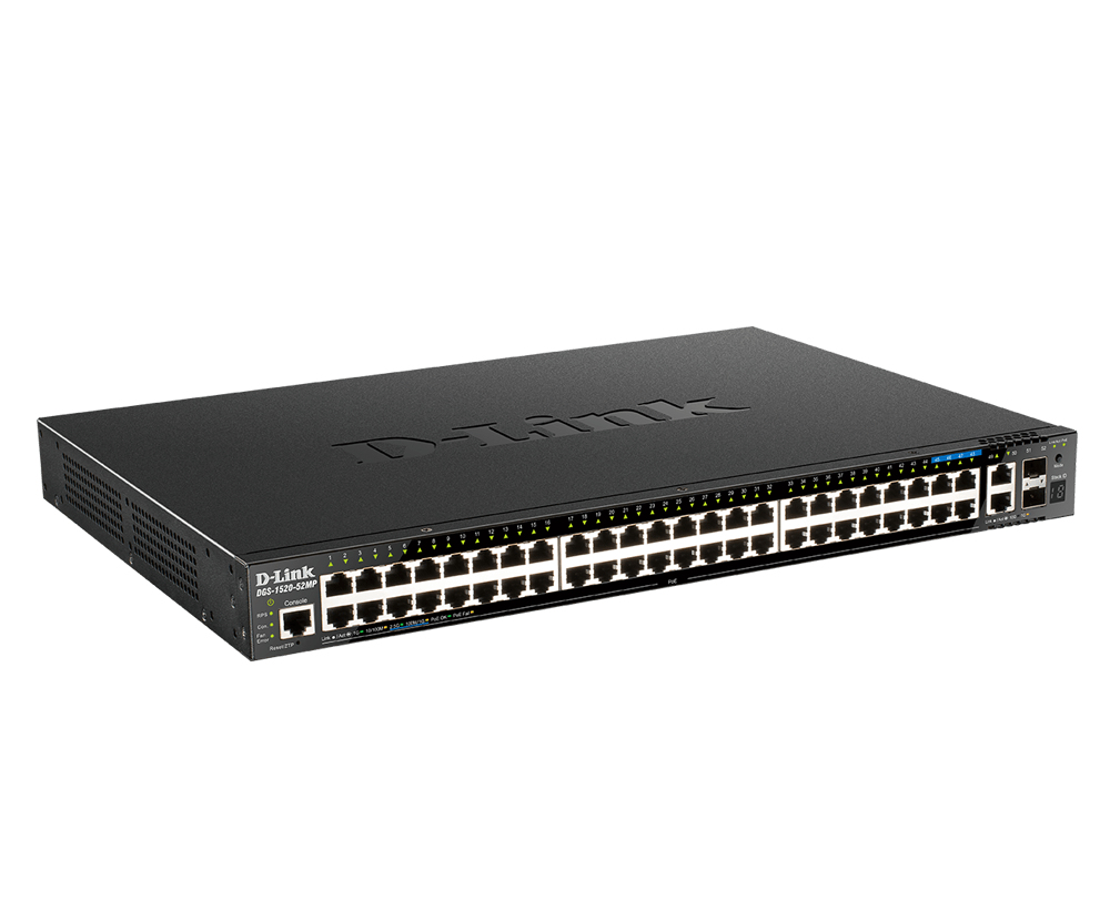 Switch 440mm D-Link DGS-1520-52MP 2*SFP+/ 2*XGE/44*GE PoE retail