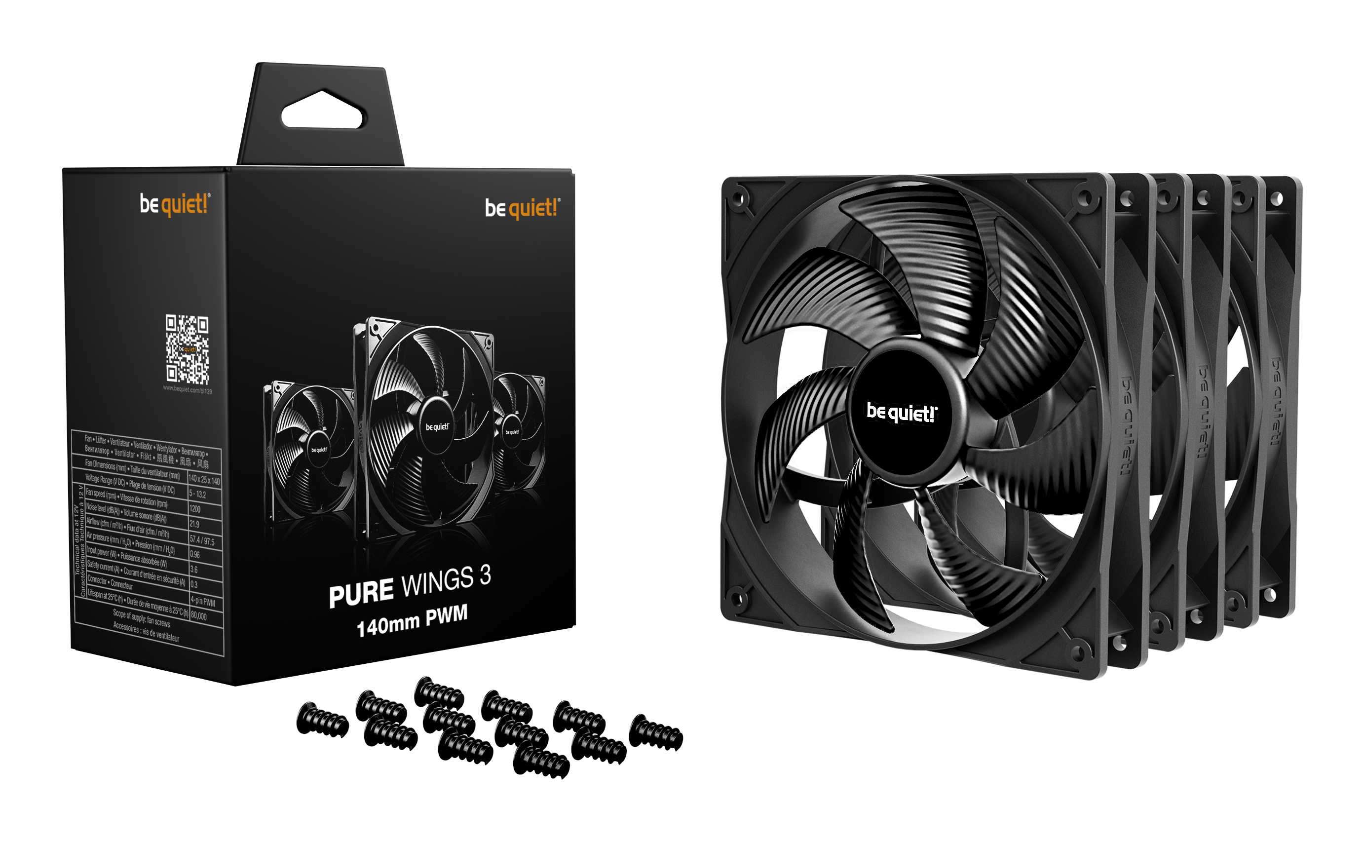 be quiet! Lüfter 140mm Pure Wings 3 PWM 3-Pack Lüfter