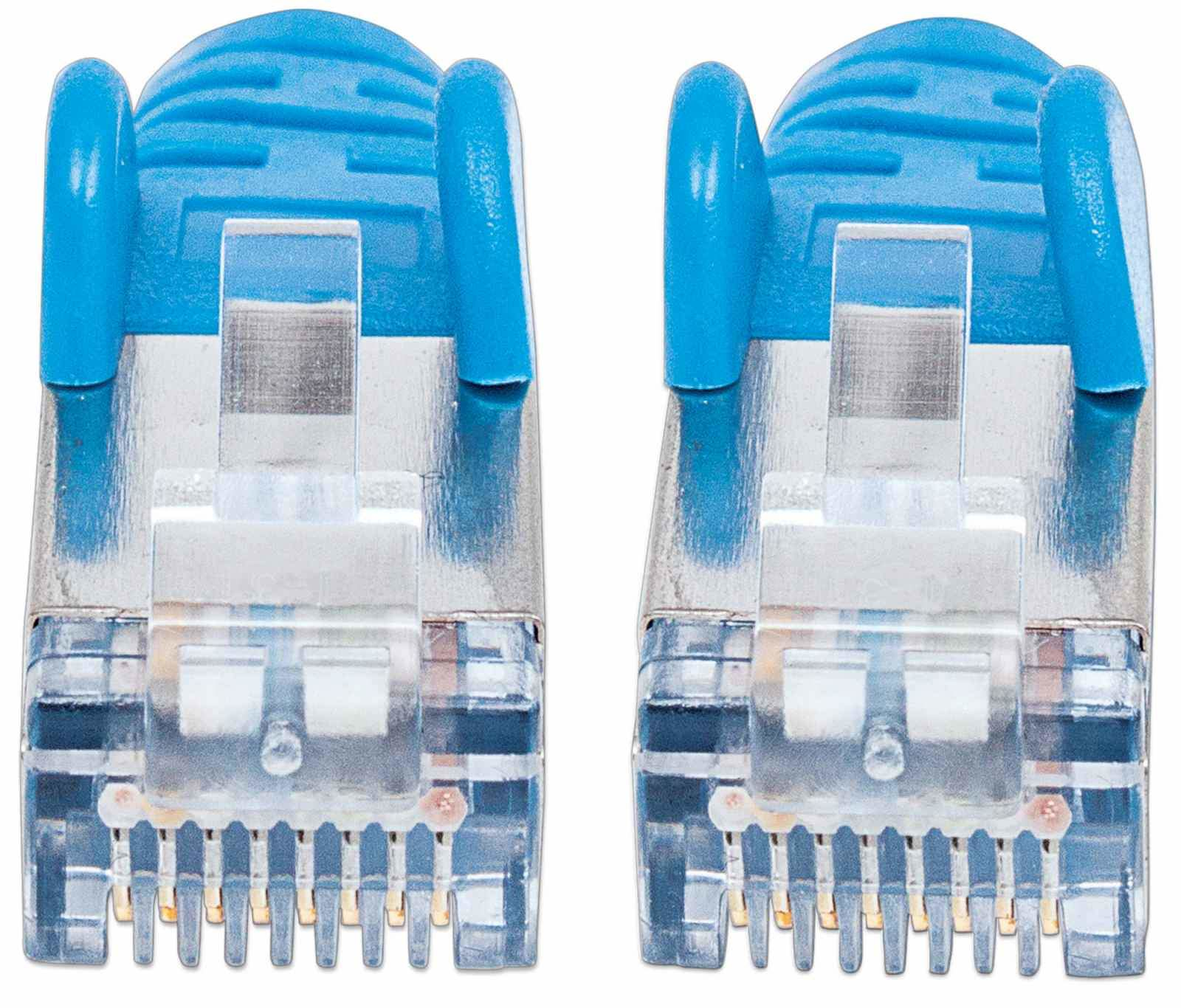 INTELLINET Patchkabel Cat6a-Stecker/Cat7-Rohkabel 0,5m blau Cat7 Kabel