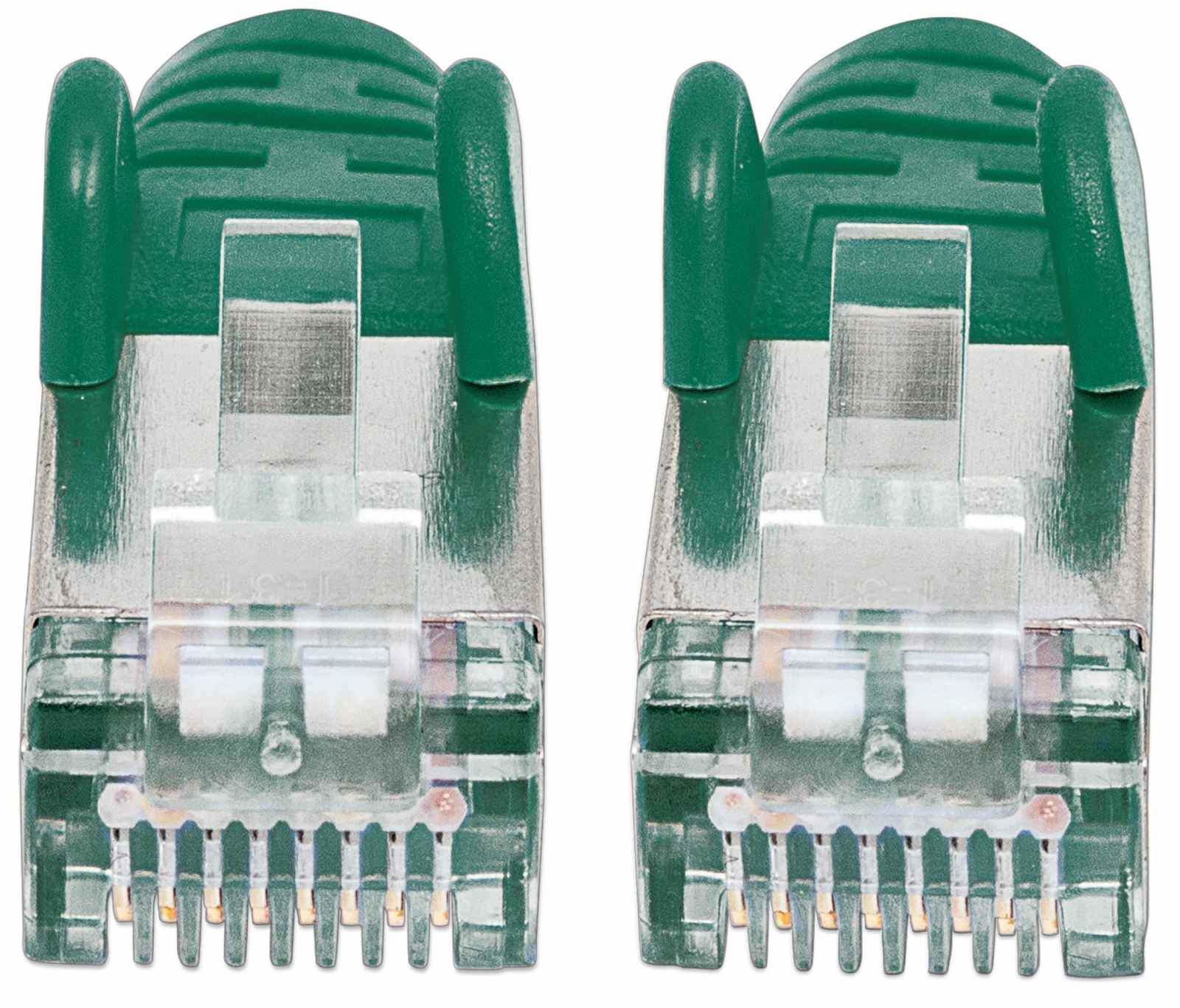 INTELLINET Patchkabel Cat6a-Stecker/Cat7-Rohkabel 1m grün